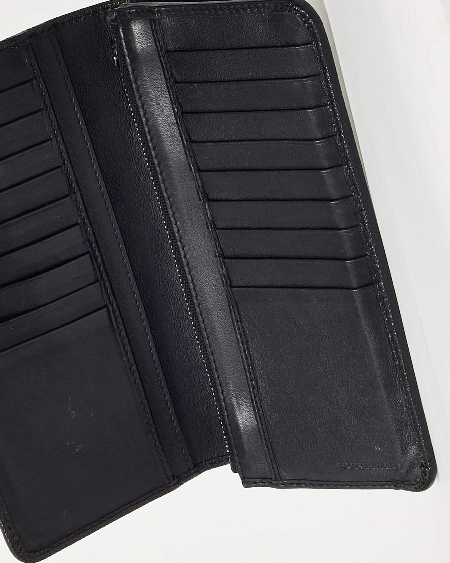 Burberry Black Grained Calf Leather Cavendish Long Bi-Fold Wallet