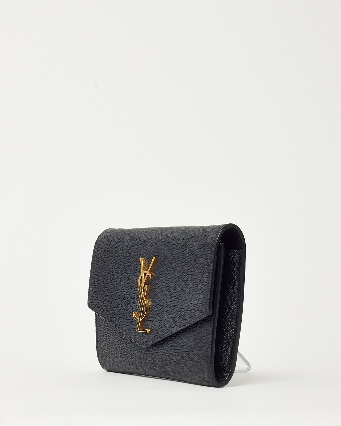 Saint Laurent Black Grain de Poudre Leather YSL Uptown WOC Chain Wallet Crossbody GHW