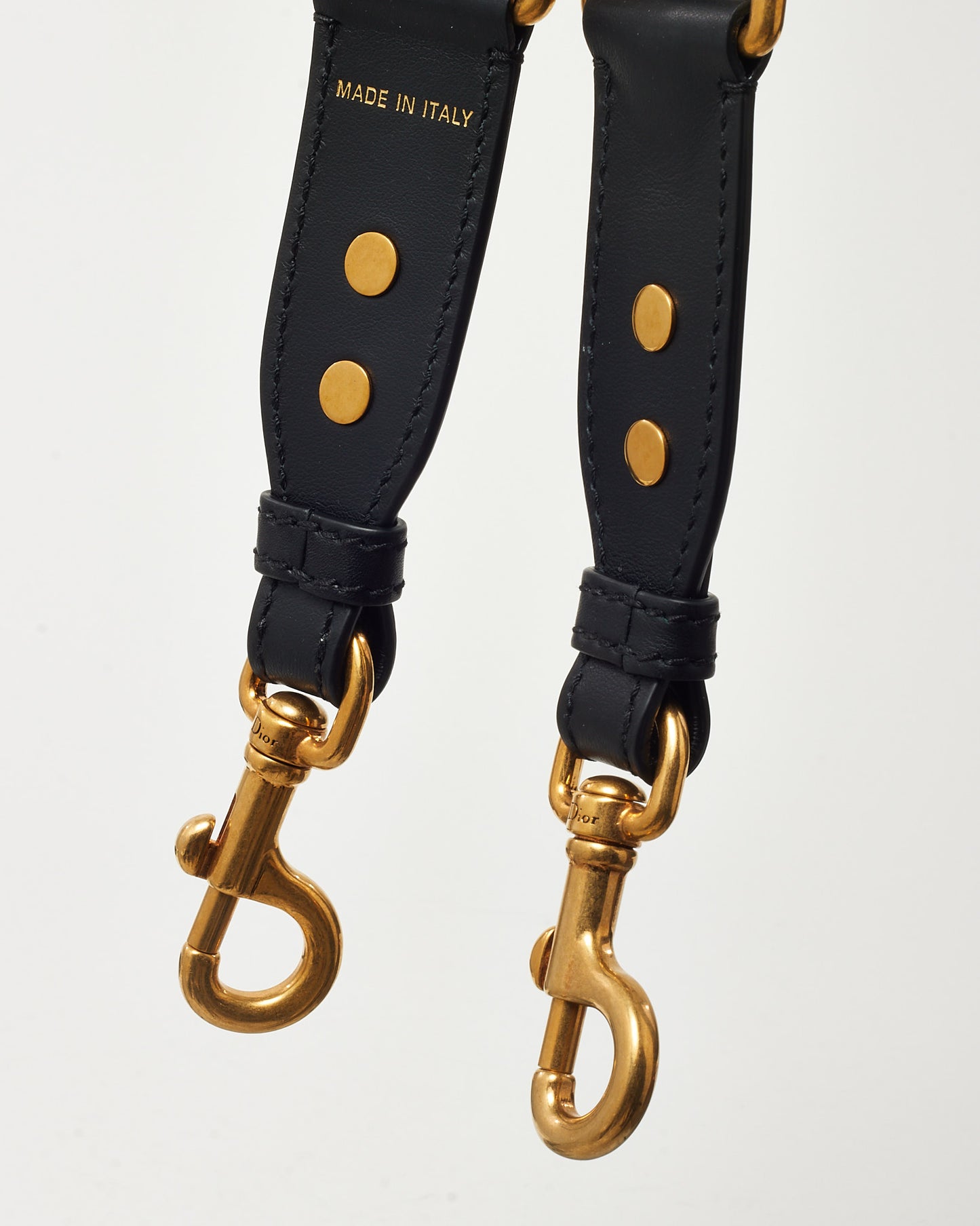 Dior Black Christian Dior Paris Embroidery Adjustable Shoulder Strap with Ring