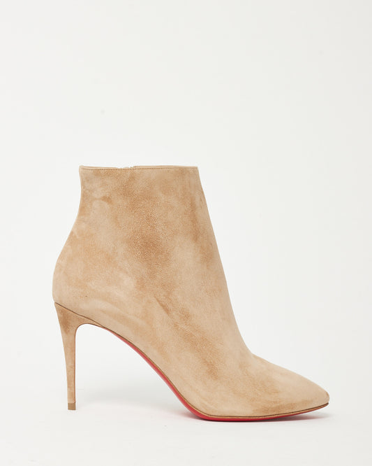 Christian Louboutin Beige Suede Eloise 85mm Booties - 38.5