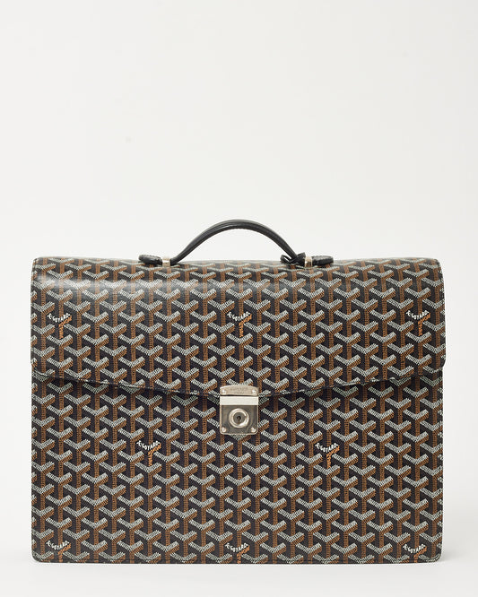 Goyard Black Goyardine Coated Canvas Serviette Large Briefcase