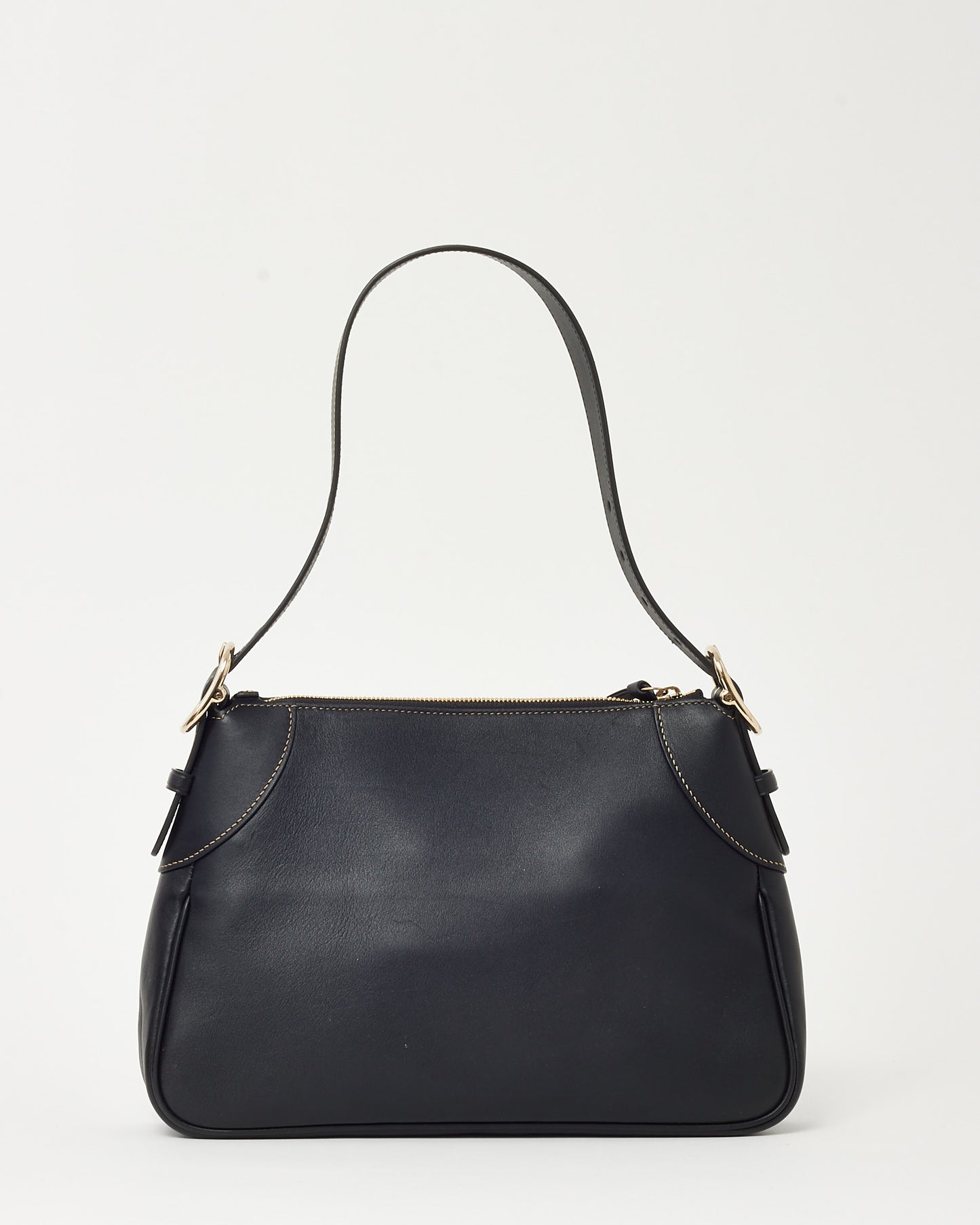 Gucci Black Calf Leather Medium GG Emblem Shoulder Bag