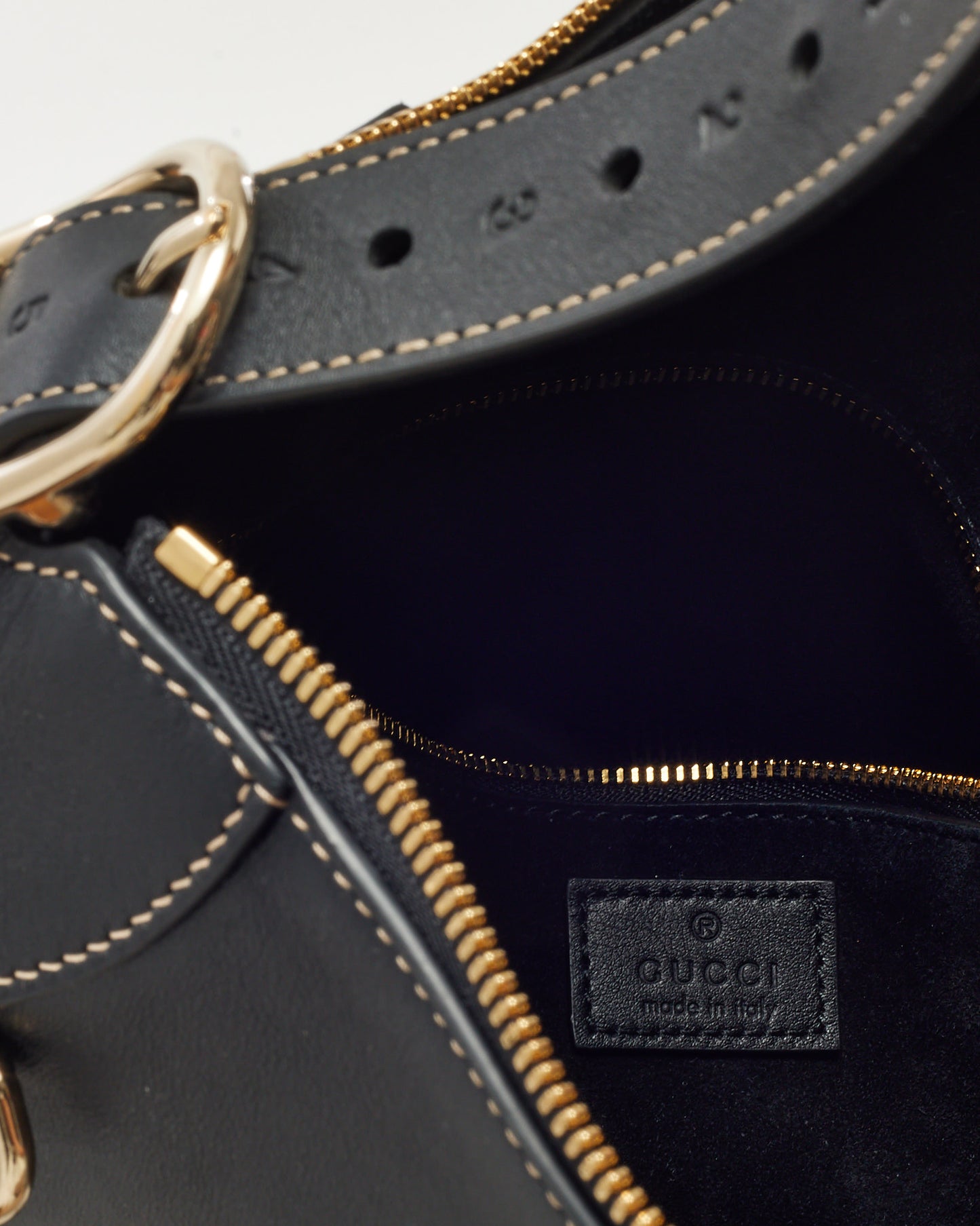 Gucci Black Calf Leather Medium GG Emblem Shoulder Bag