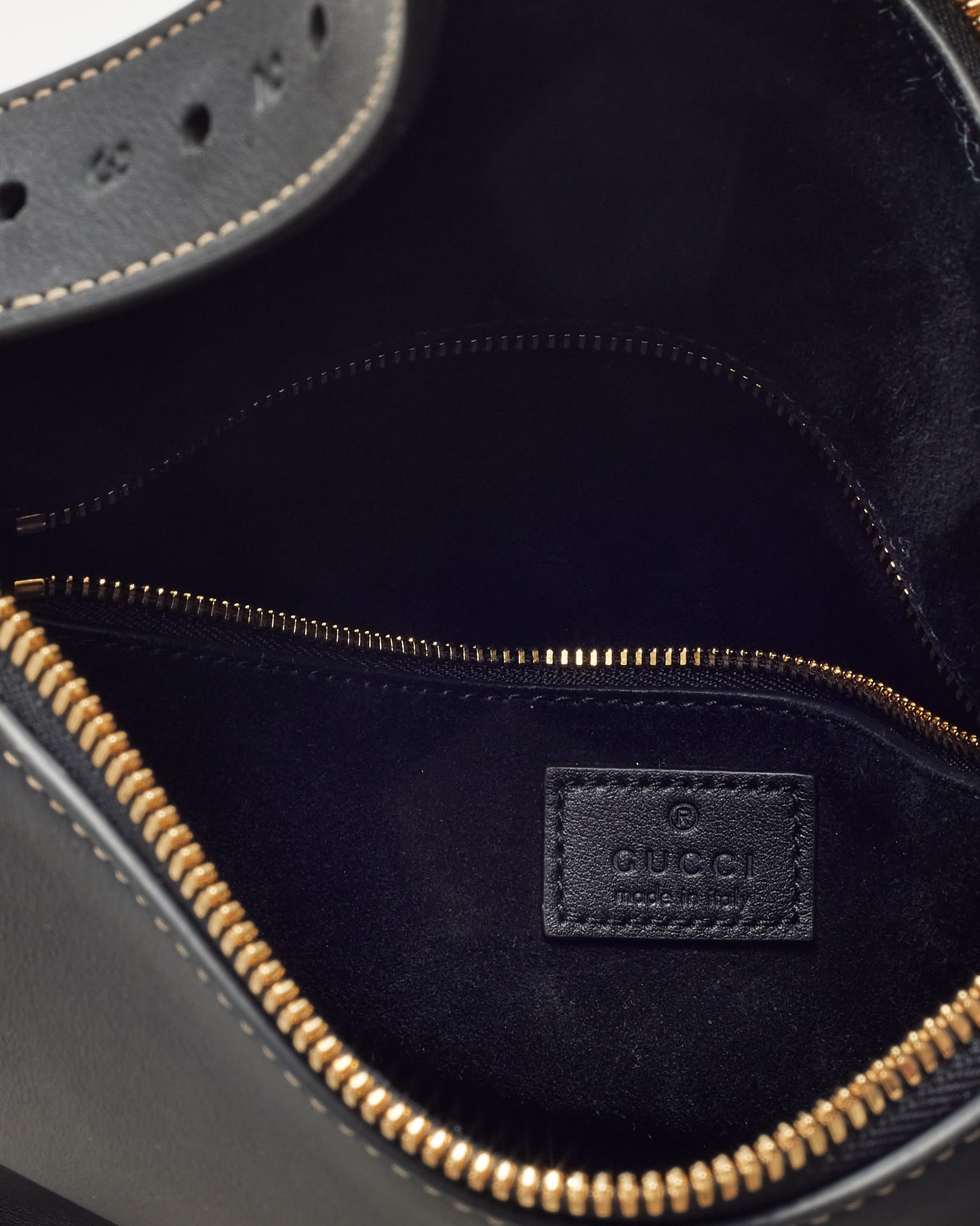 Gucci Black Calf Leather Medium GG Emblem Shoulder Bag