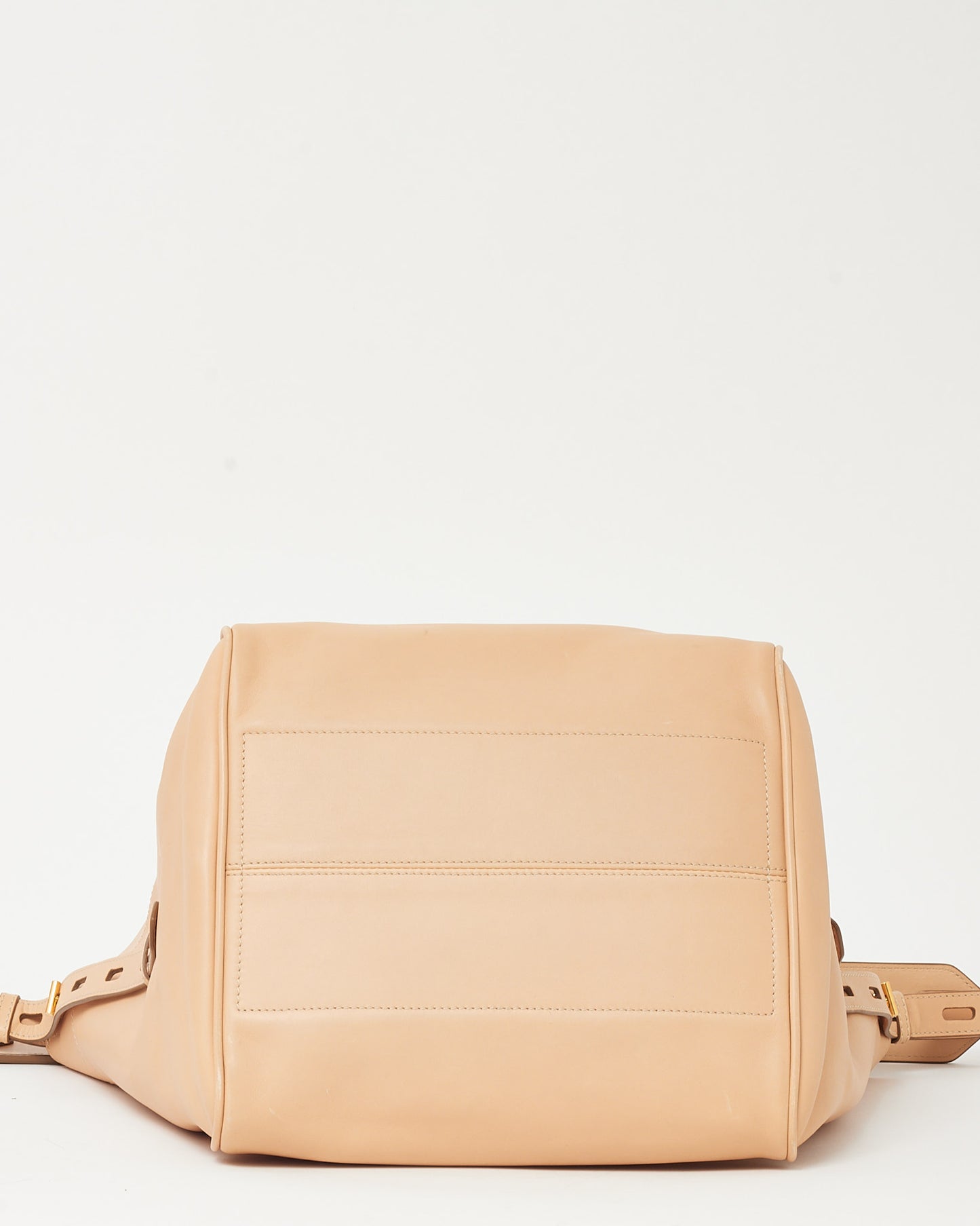 Tom Ford Beige (Oat) Calfskin Leather  Hollywood T Twist Bucket Shoulder Bag
