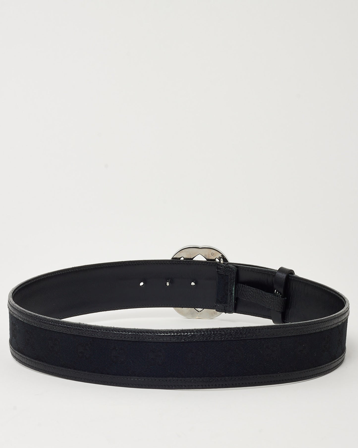 Gucci Black Monogram Canvas SHW Interlocking GG Buckle Belt - 85/34