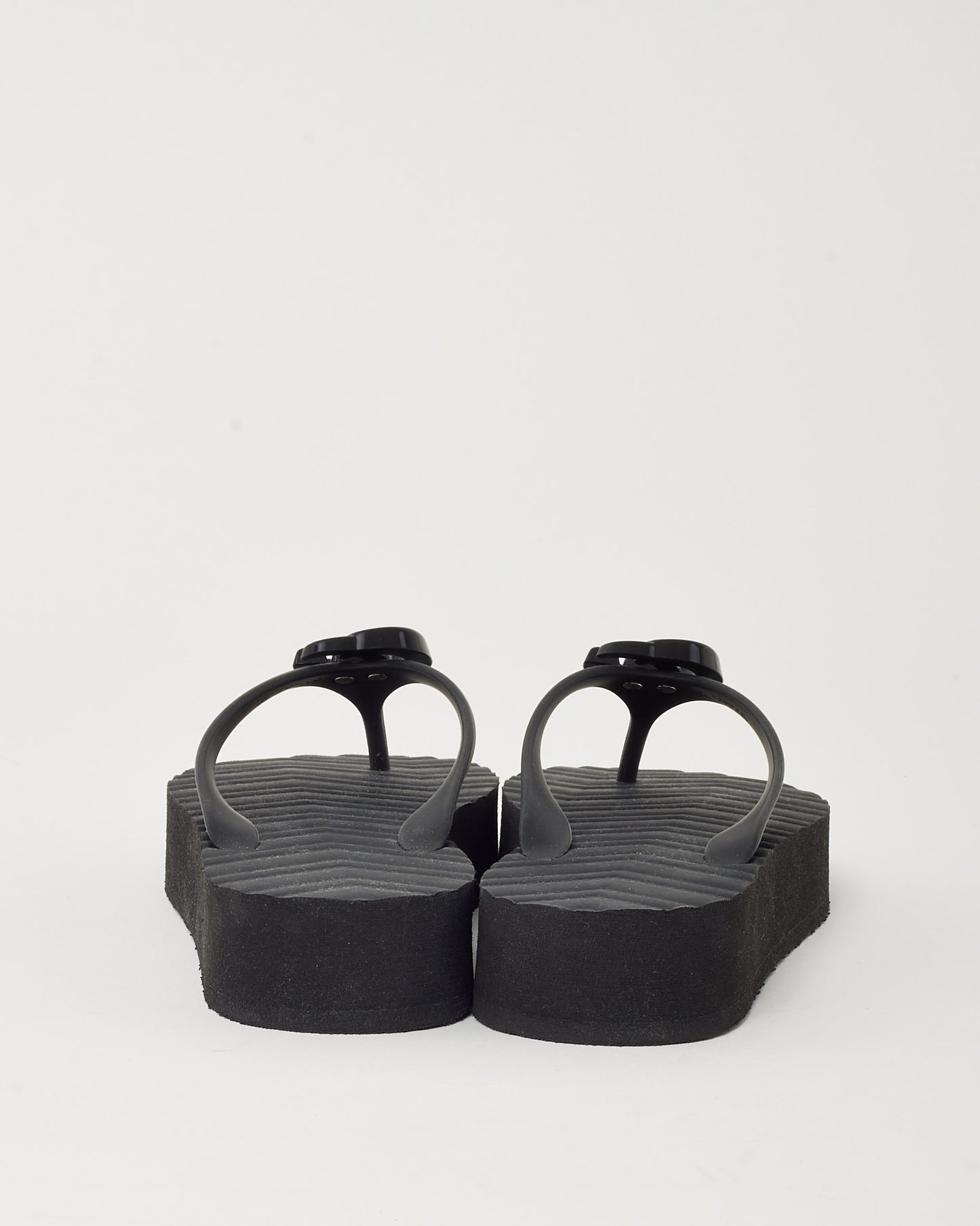 Gucci Black Chevron Matelassé Rubber Black Marmont Double-G Flip Flop Sandals - 38