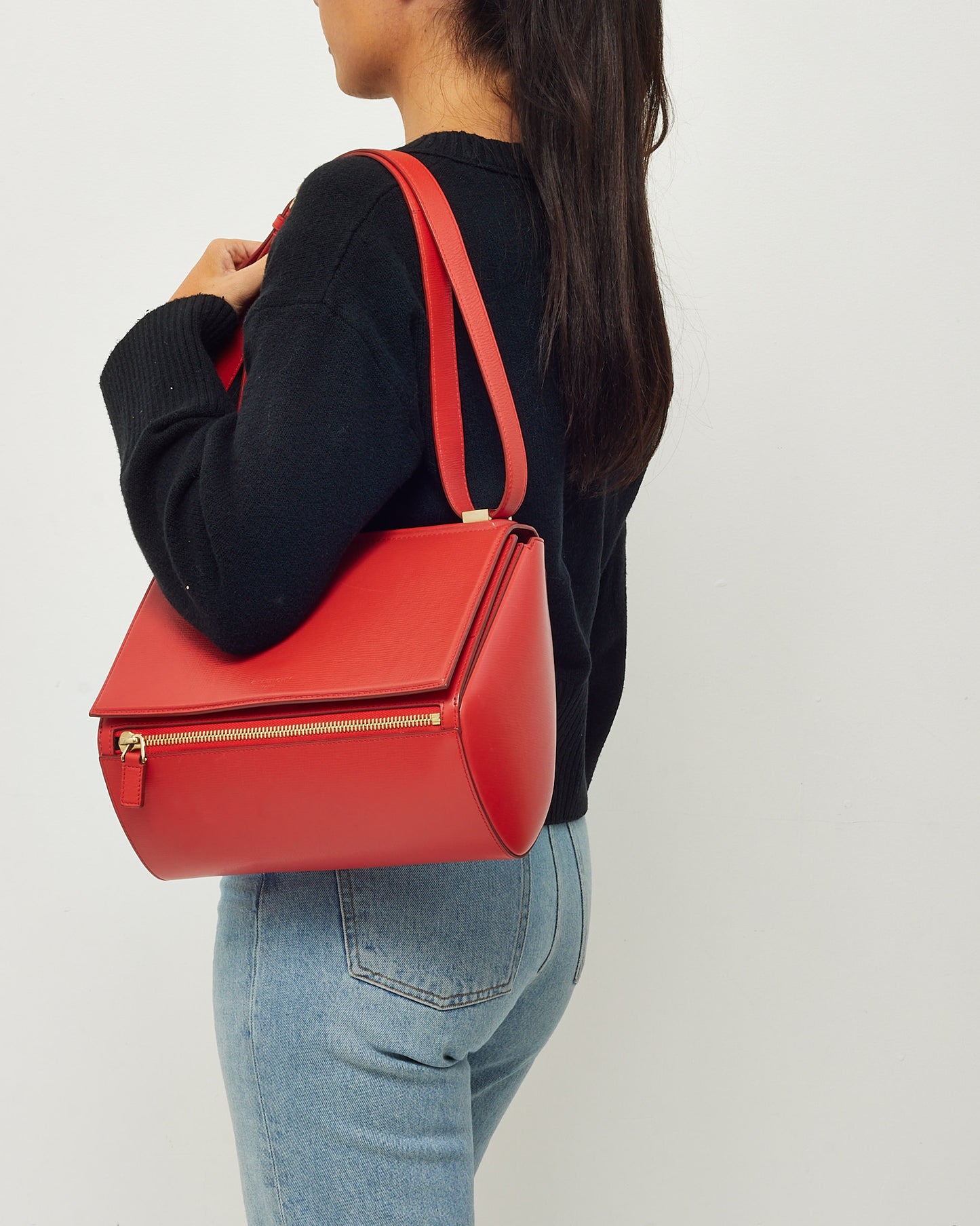 Givenchy Red Grained Leather Medium Pandora Box Crossbody Bag