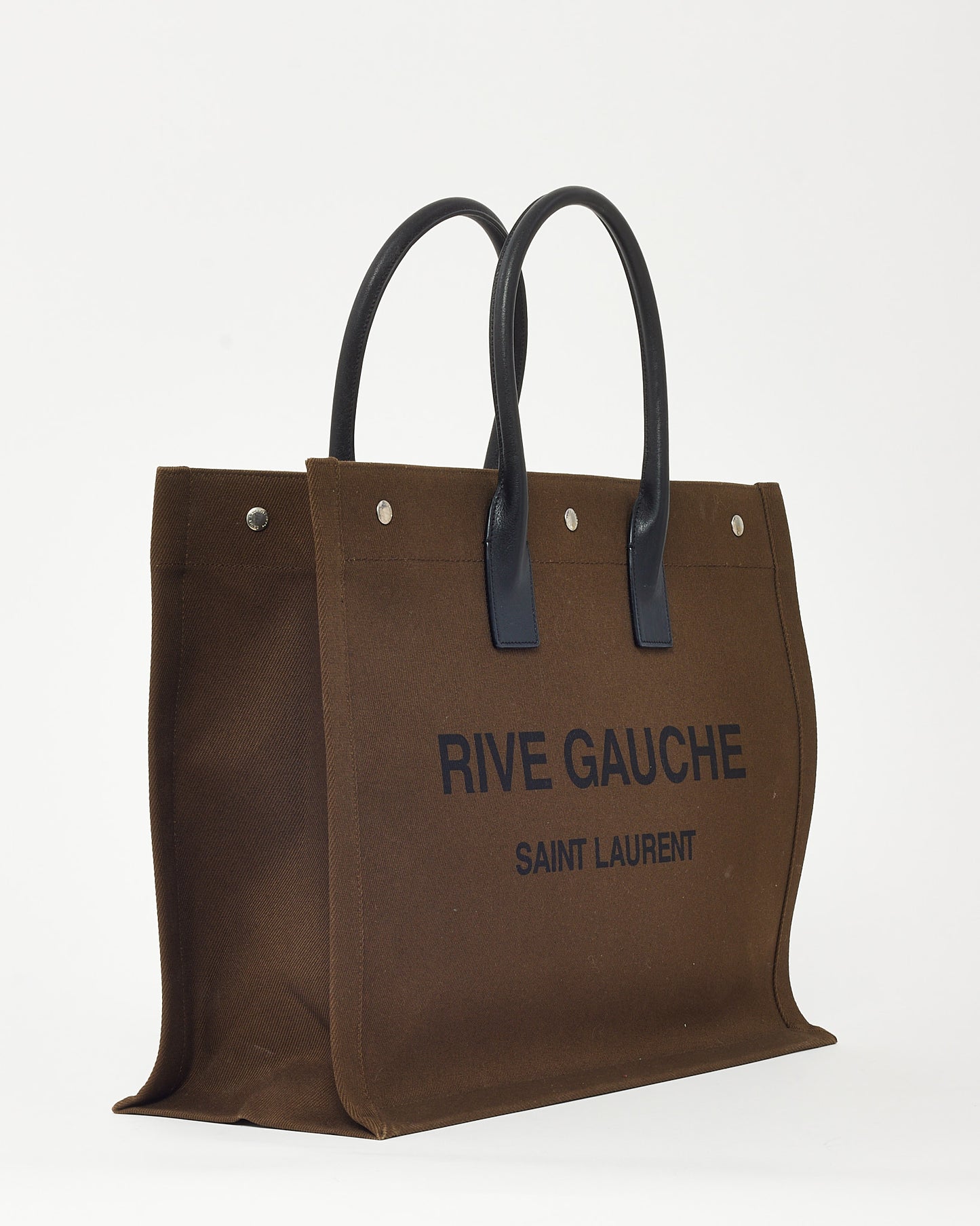 Sac cabas Saint Laurent Rive Gauche grand modèle en lin kaki