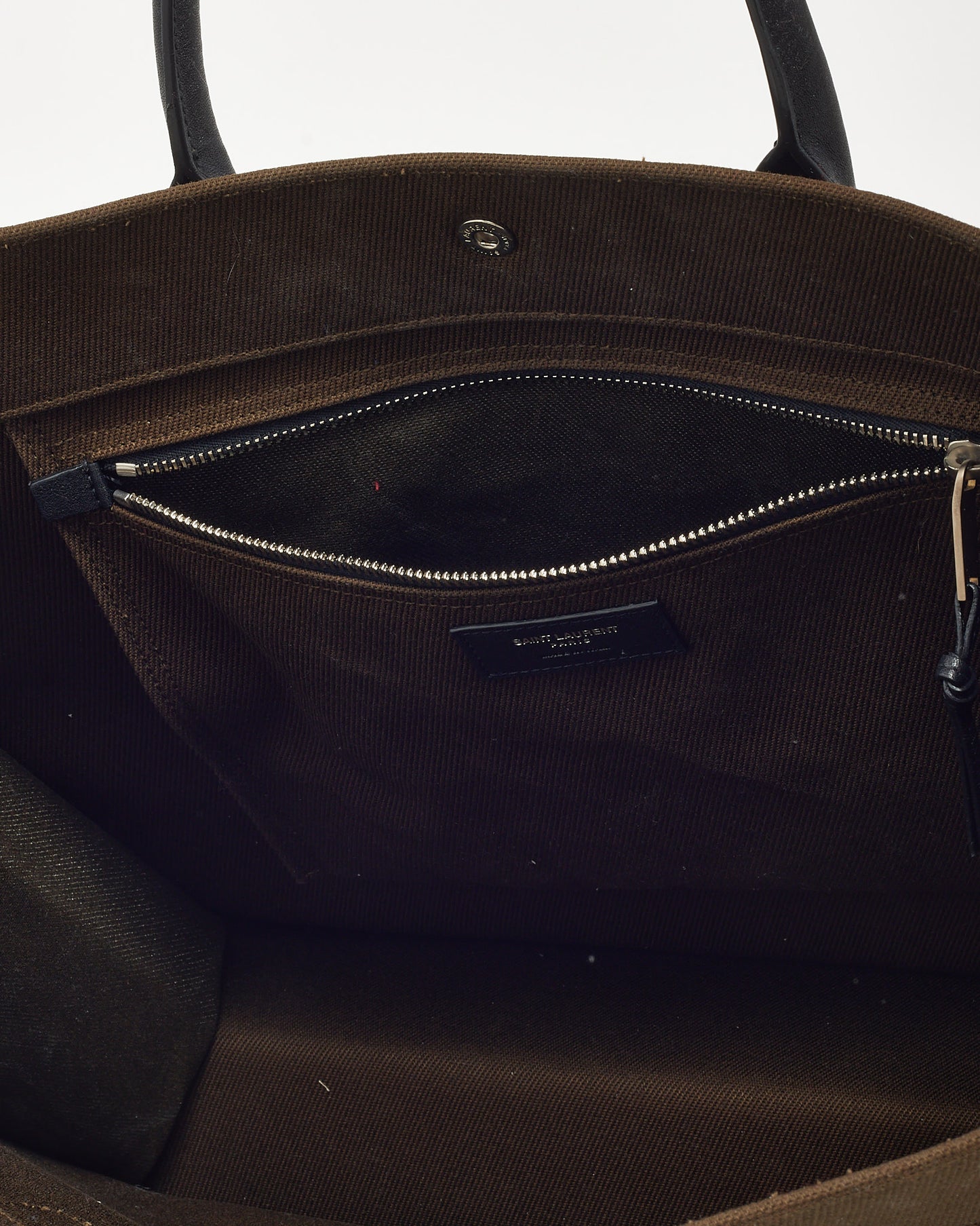Sac cabas Saint Laurent Rive Gauche grand modèle en lin kaki
