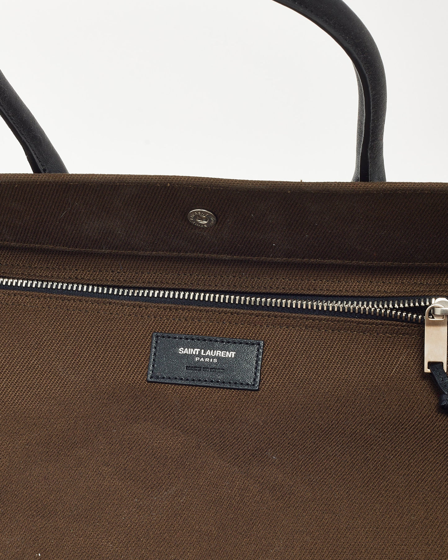 Sac cabas Saint Laurent Rive Gauche grand modèle en lin kaki