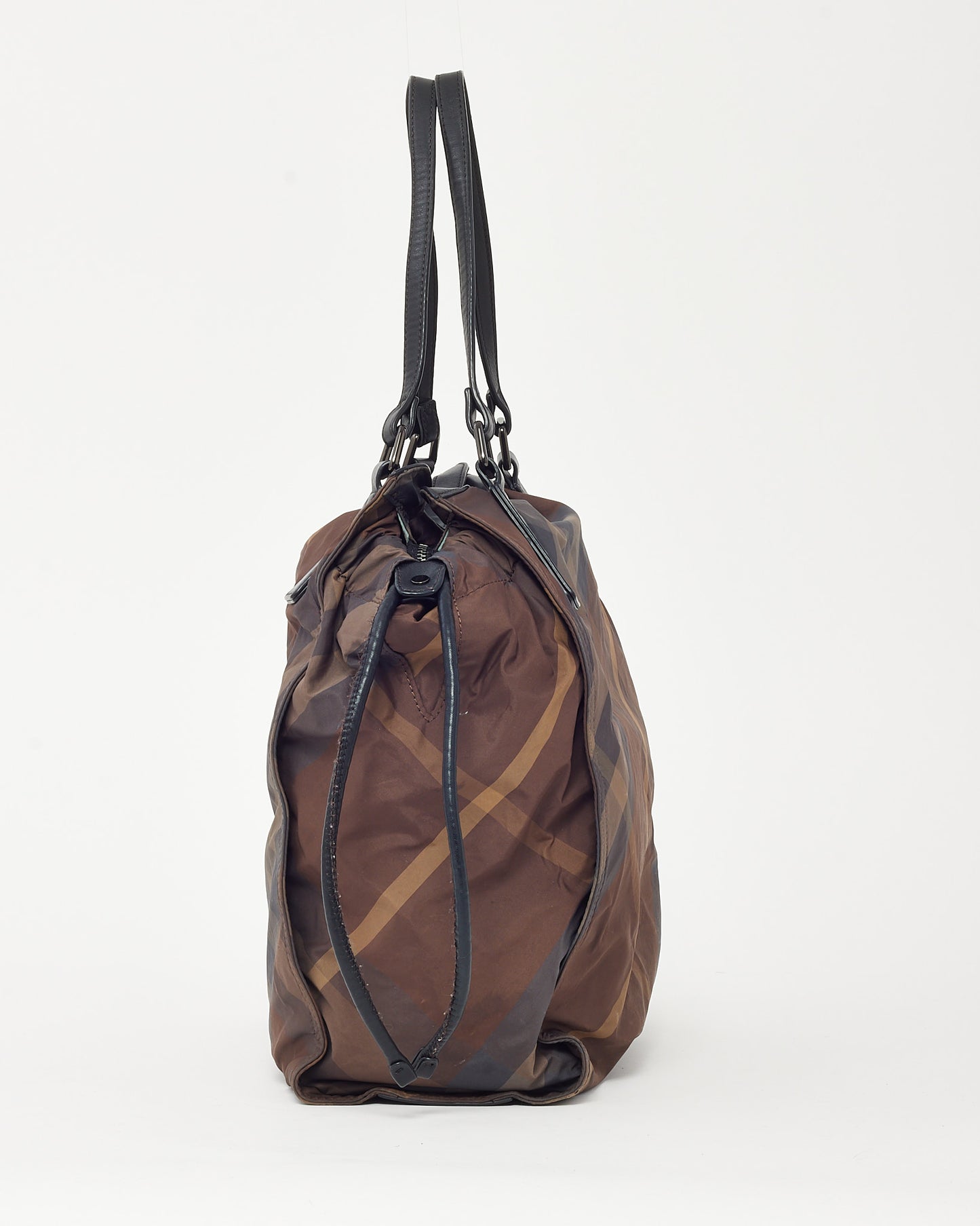 Burberry Brown Check Nylon Medium Buckleigh Packable Tote Bag
