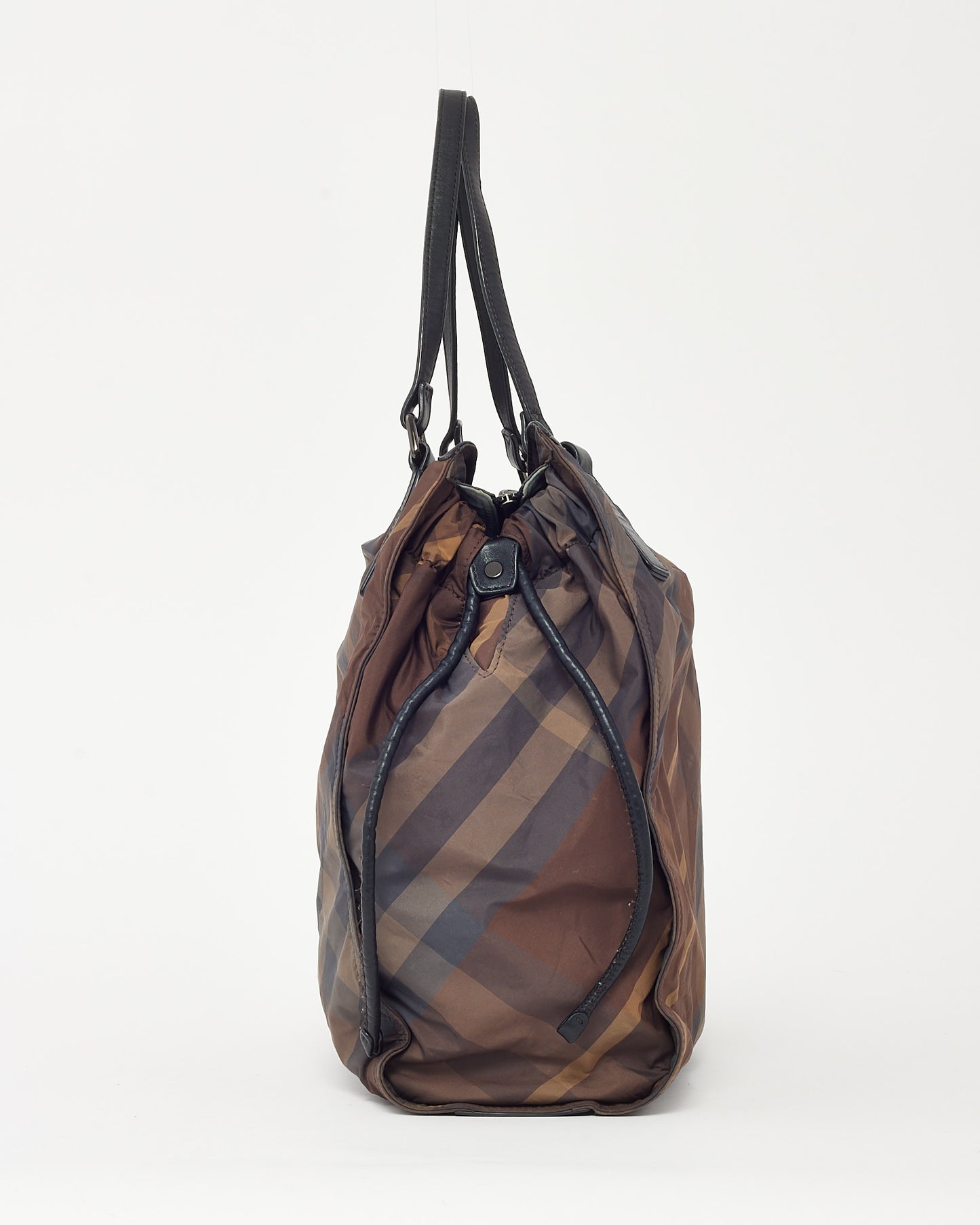 Burberry Brown Check Nylon Medium Buckleigh Packable Tote Bag