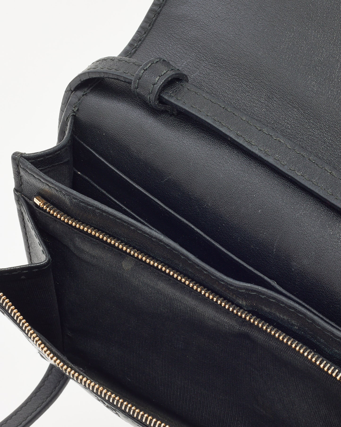 Gucci Black Monogram GG Microguccissima Leather WOC Wallet on Strap Crossbody Bag