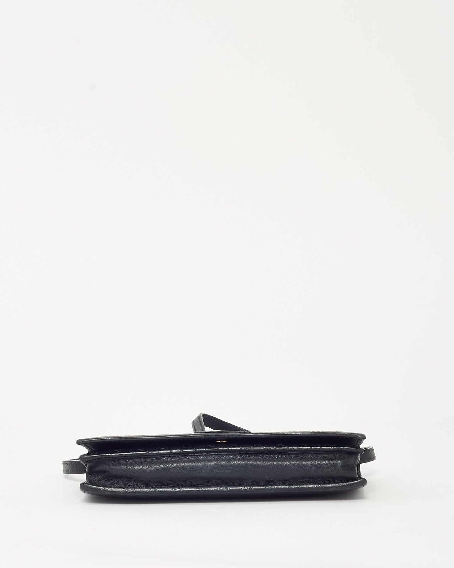 Gucci Black Monogram GG Microguccissima Leather WOC Wallet on Strap Crossbody Bag