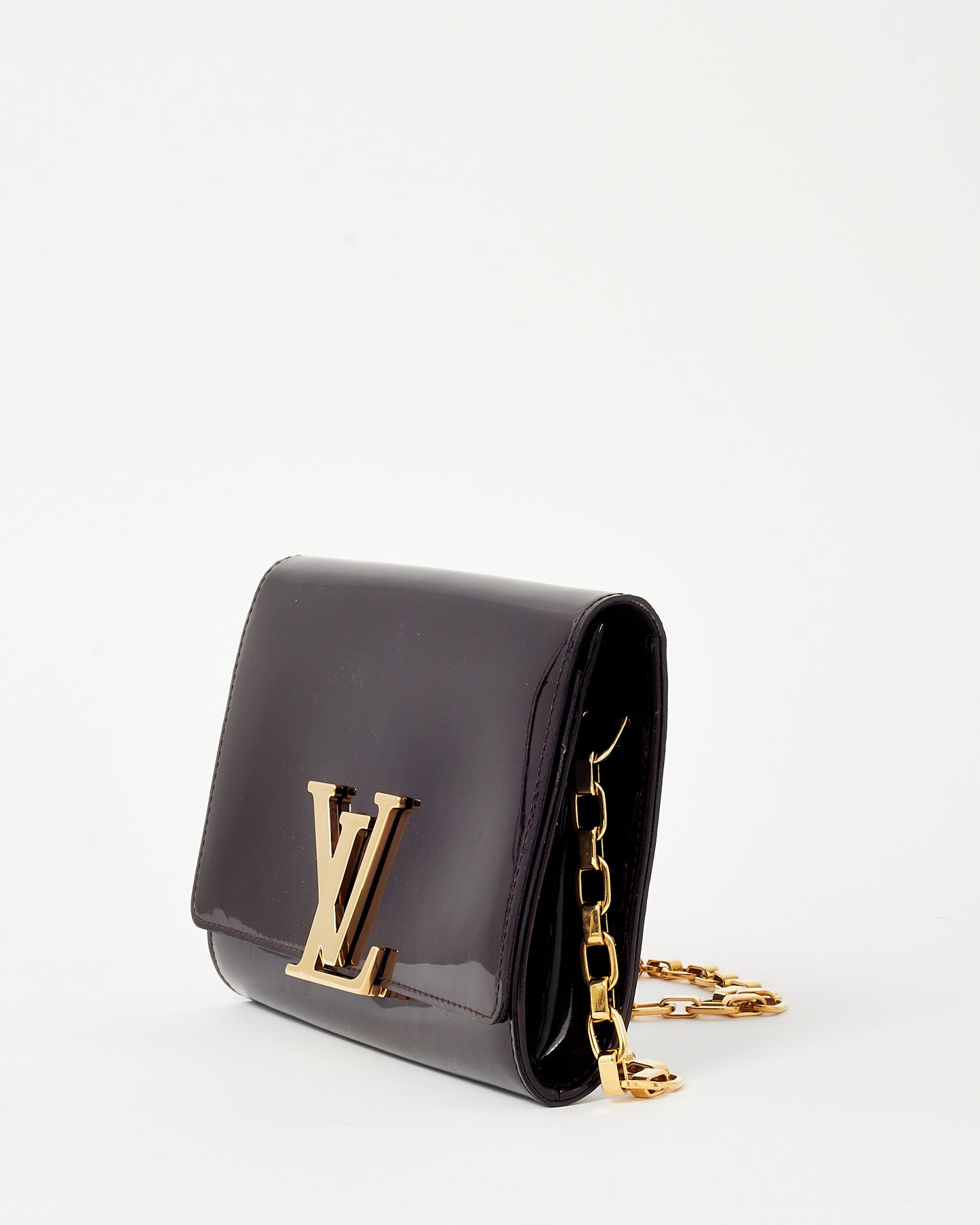 Louis Vuitton Purple Amarante Patent Leather Louise Lockme Chain Shoulder Bag MM