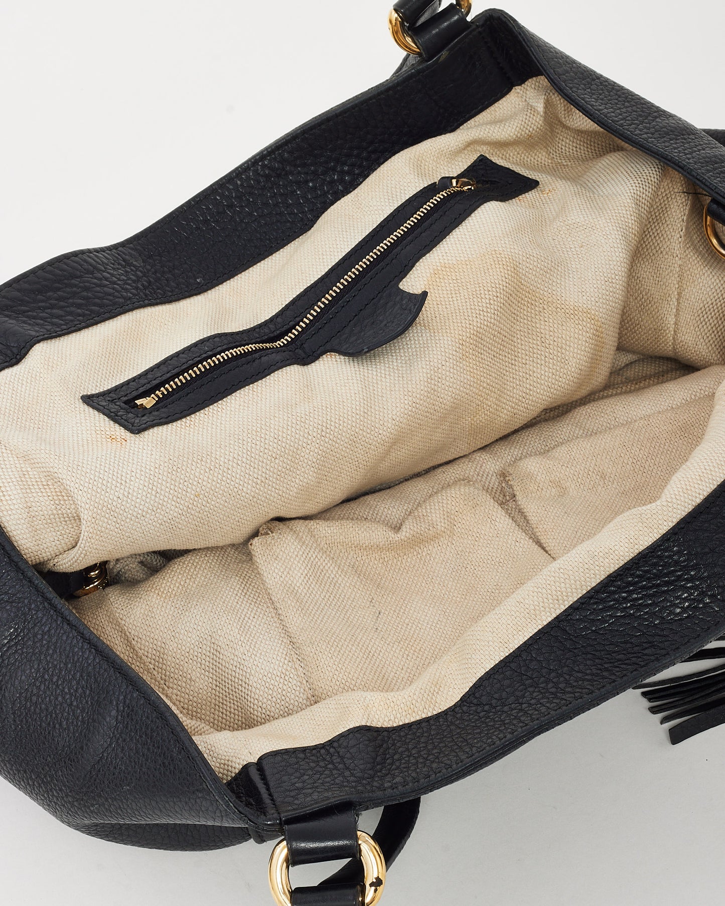 Sac Hobo Gucci Grand Modèle Soho GG en Cuir de Veau Grainé Noir avec Bandoulière