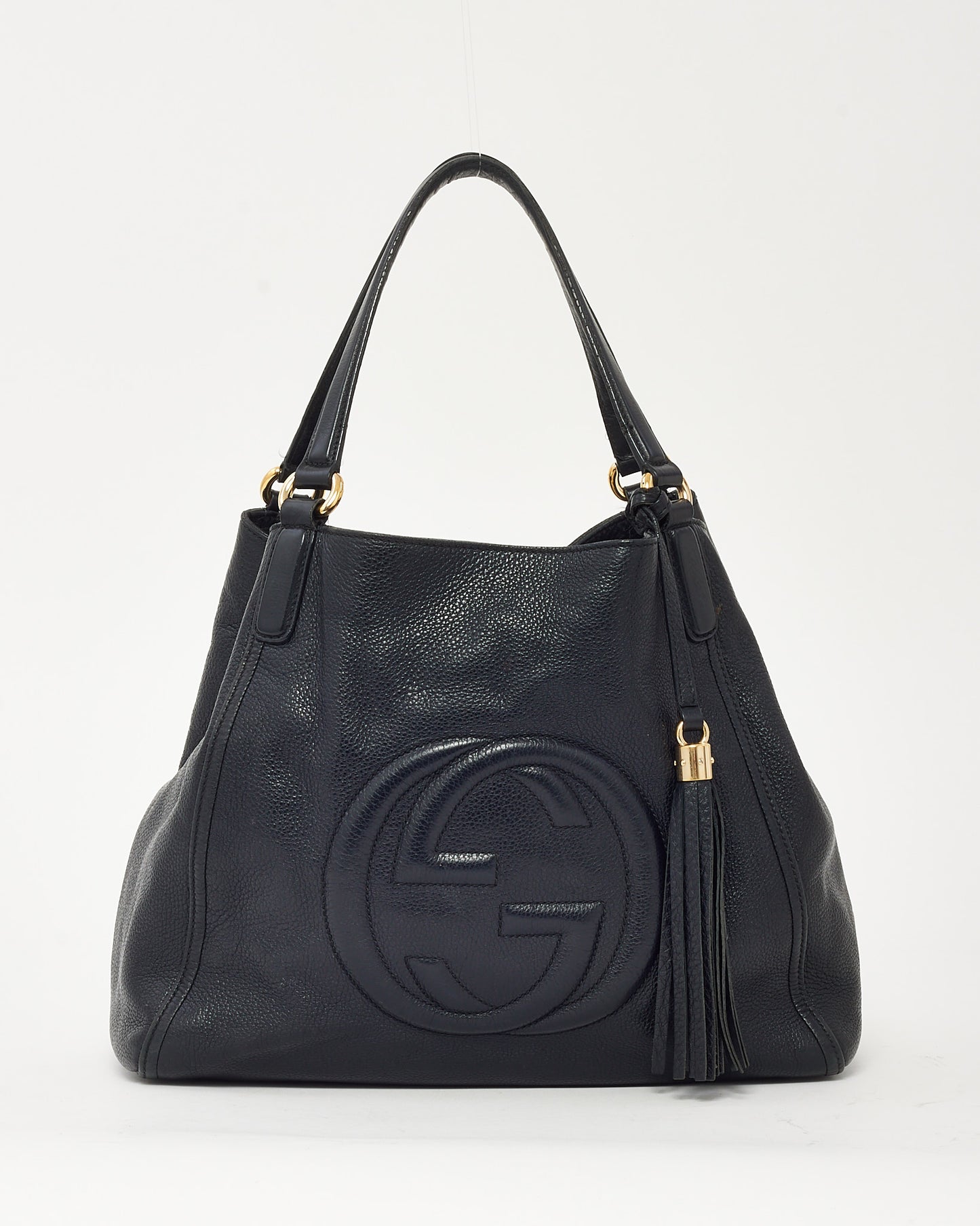 Sac Hobo Gucci Grand Modèle Soho GG en Cuir de Veau Grainé Noir avec Bandoulière