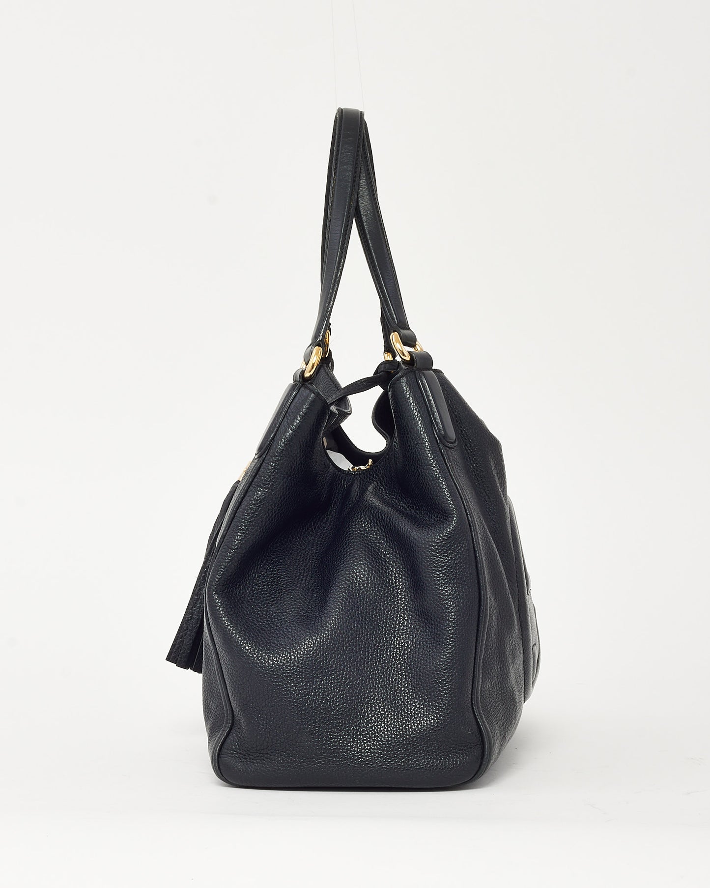 Sac Hobo Gucci Grand Modèle Soho GG en Cuir de Veau Grainé Noir avec Bandoulière