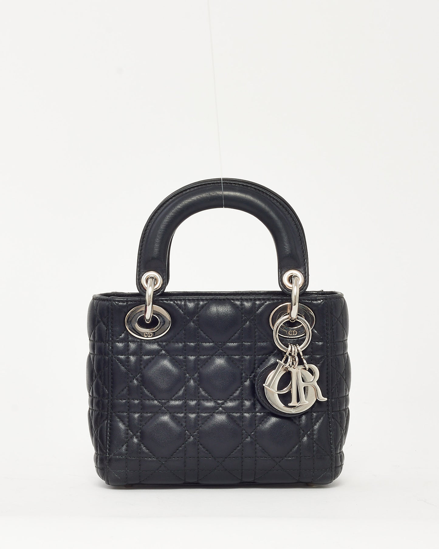 Dior Black Cannage Leather Mini Lady Dior Bag SHW