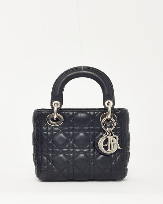 Dior Black Cannage Leather Mini Lady Dior Bag SHW