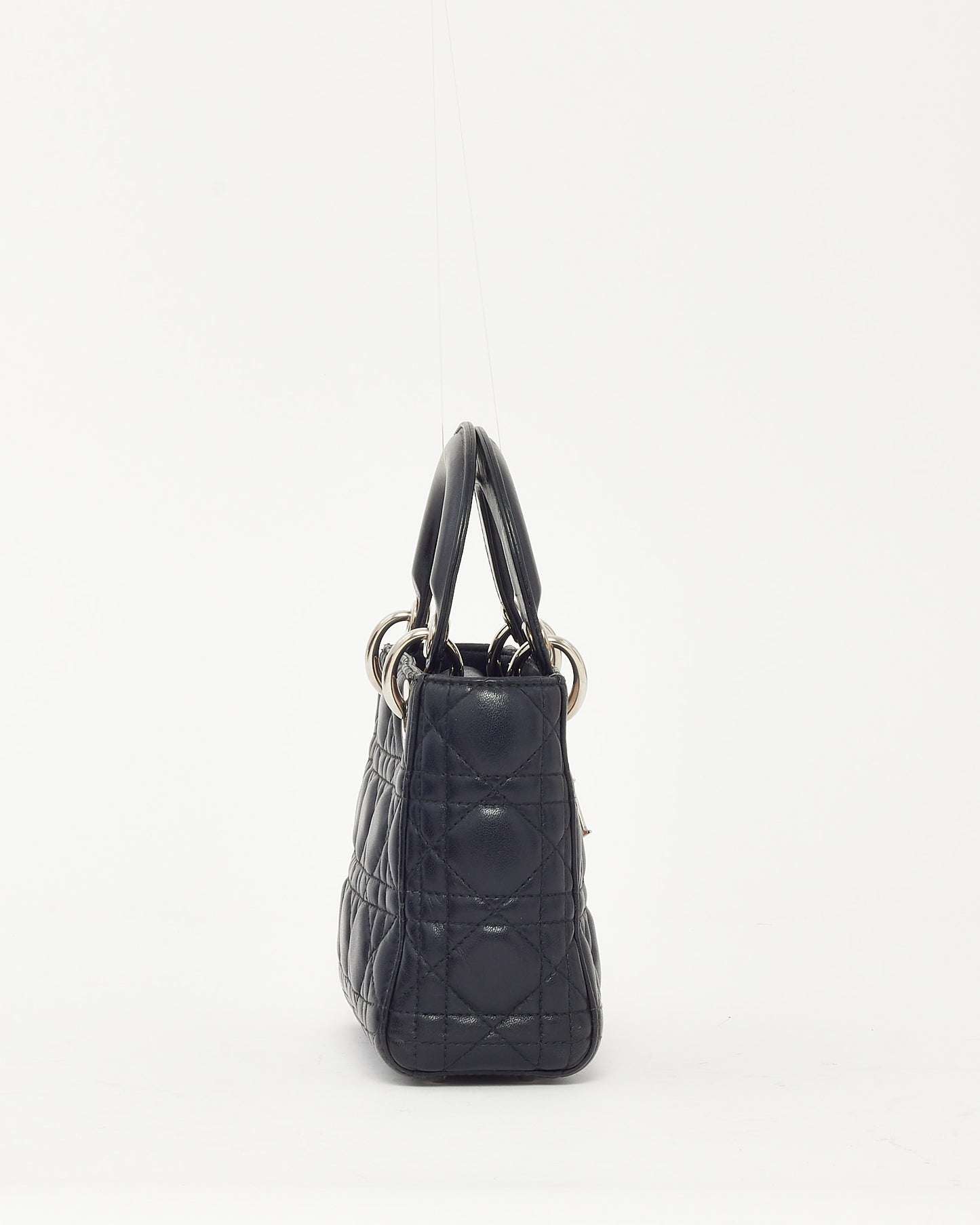 Dior Black Cannage Leather Mini Lady Dior Bag SHW