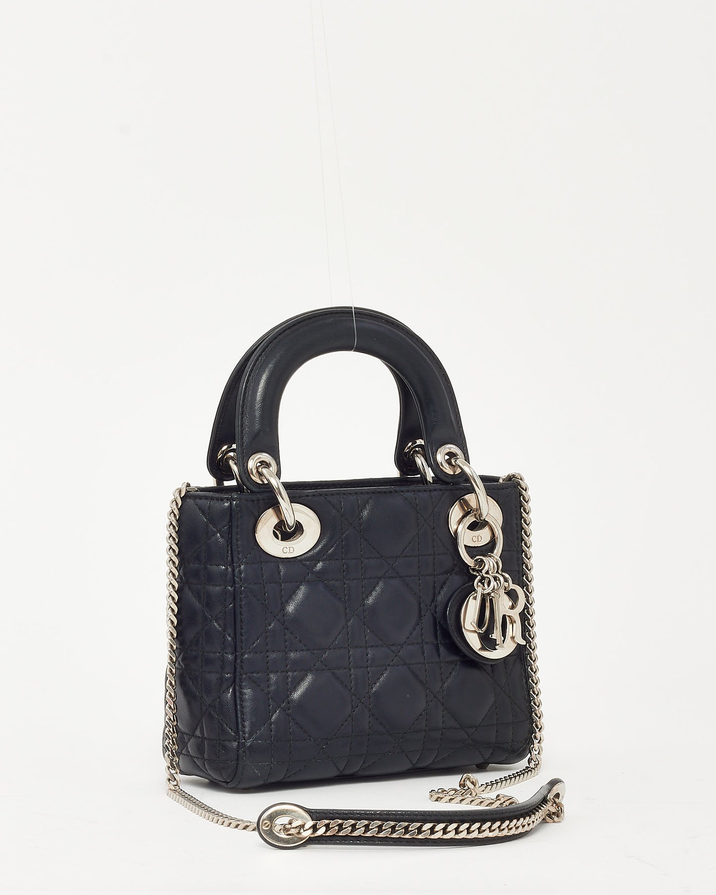 Dior Black Cannage Leather Mini Lady Dior Bag SHW
