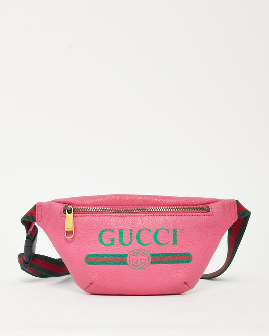 Gucci Pink Leather Web Logo Small Belt Bag
