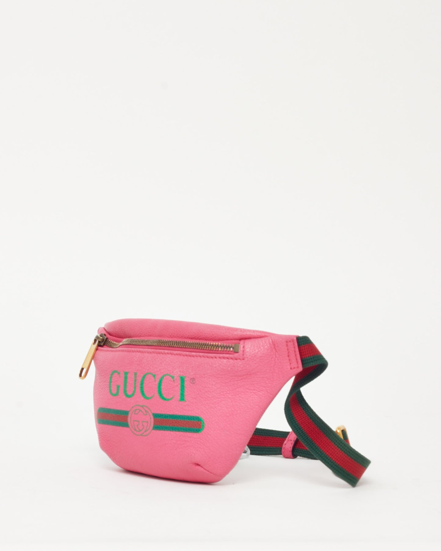 Gucci Pink Leather Web Logo Small Belt Bag