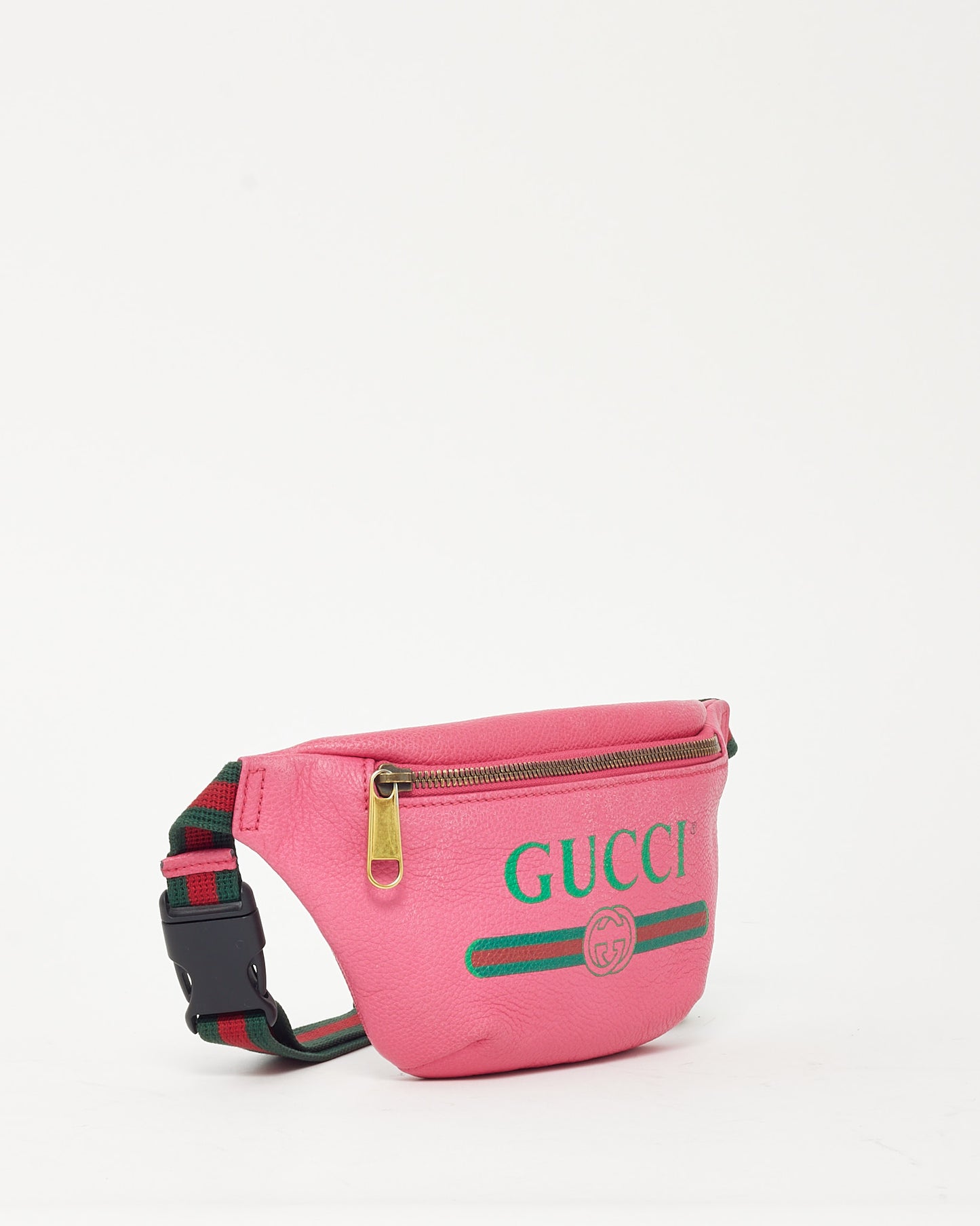 Gucci Pink Leather Web Logo Small Belt Bag