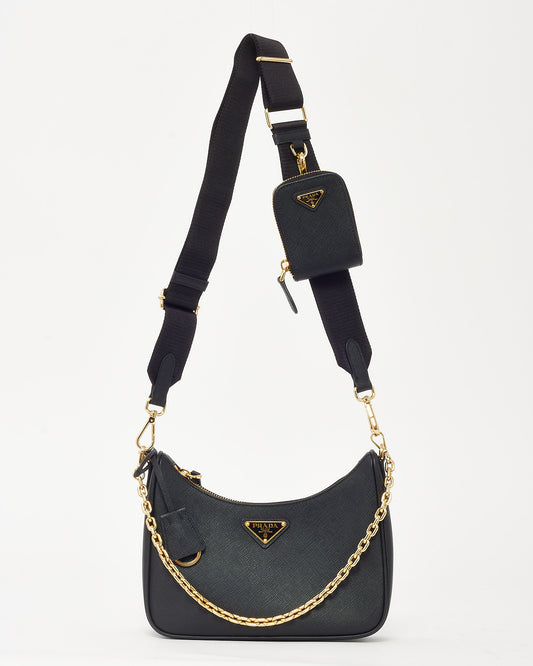 Prada Black Saffiano Leather Re-Edition 2005 Crossbody Bag
