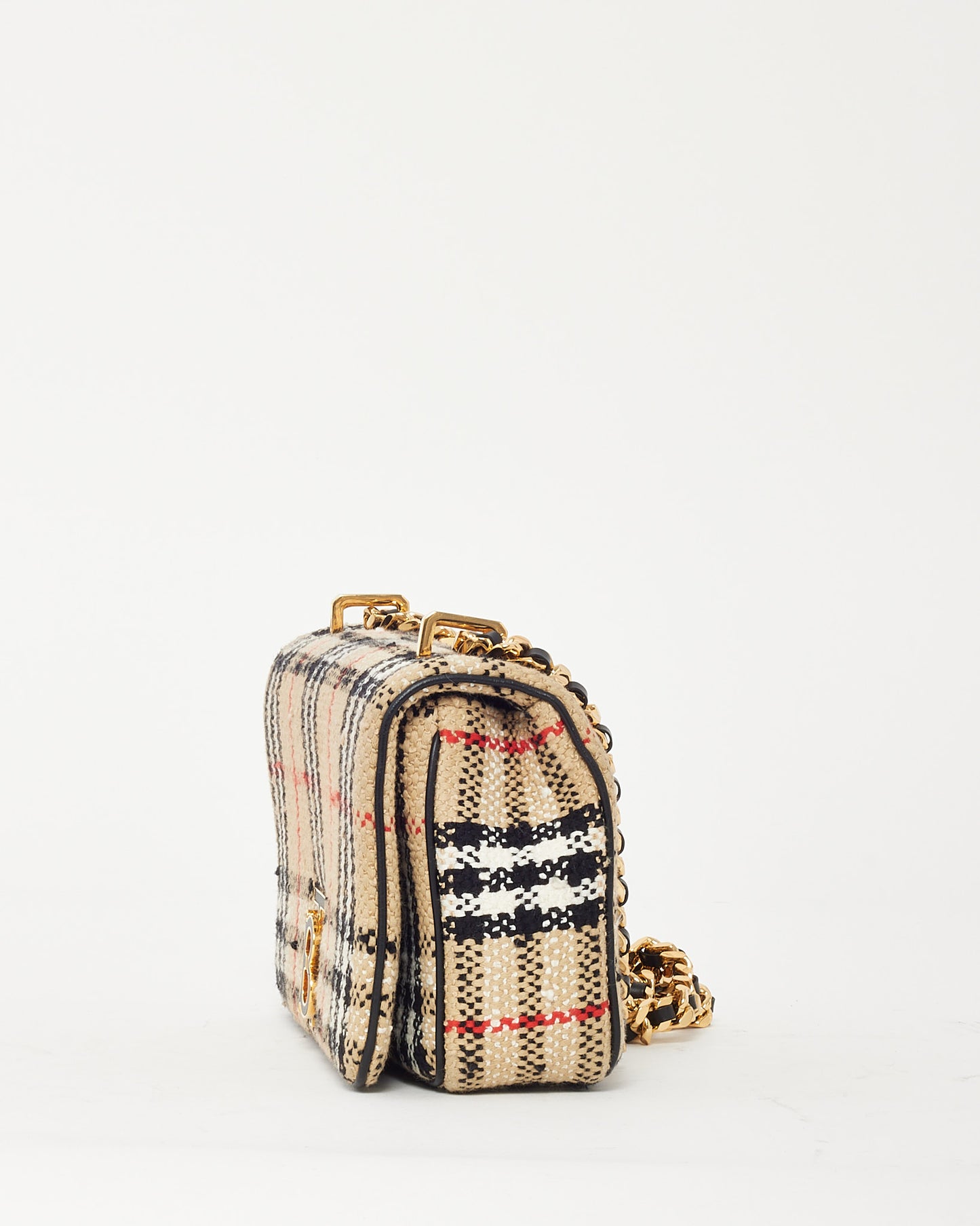Sac porté épaule petit modèle Lola en tweed beige archive Burberry