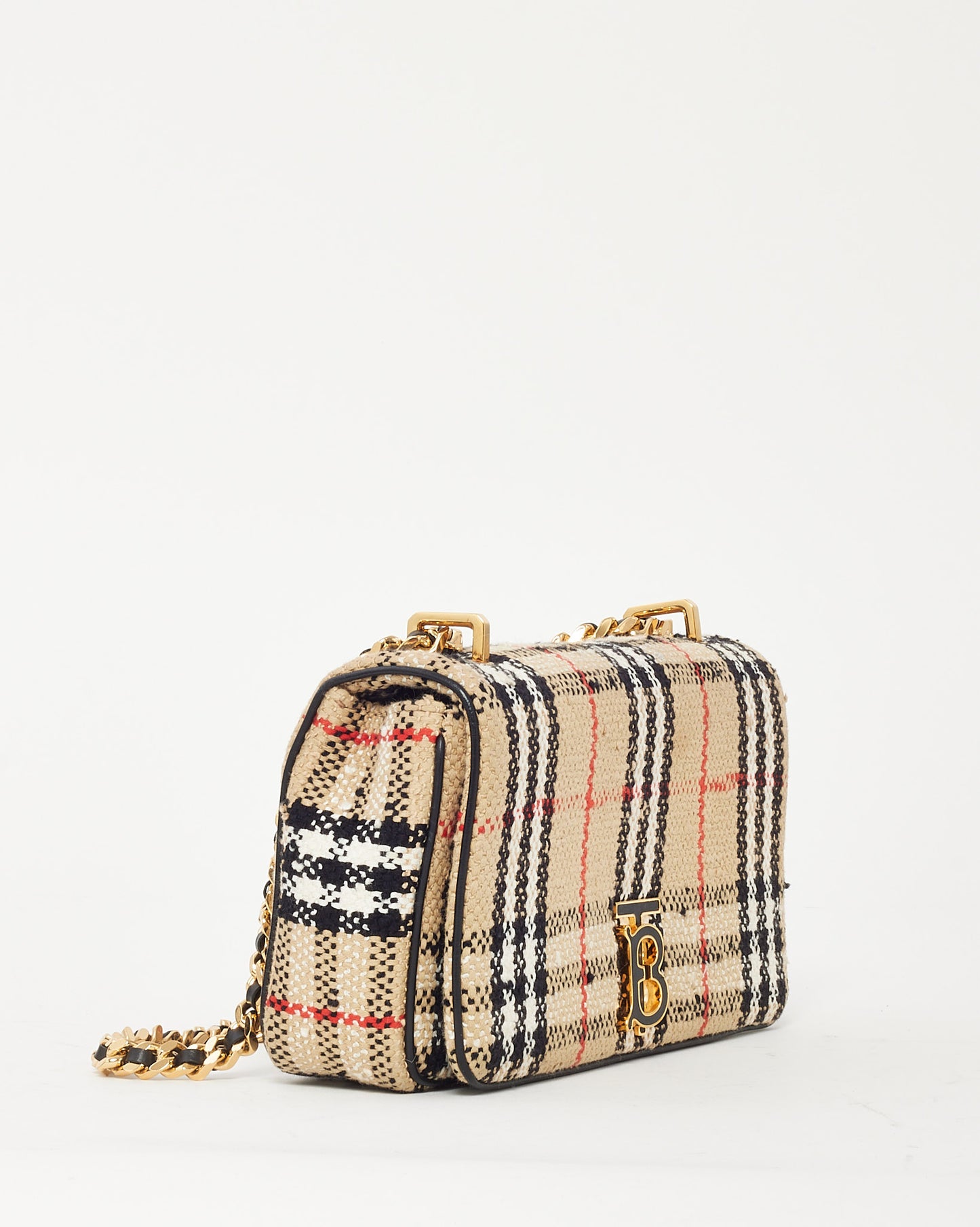 Sac porté épaule petit modèle Lola en tweed beige archive Burberry