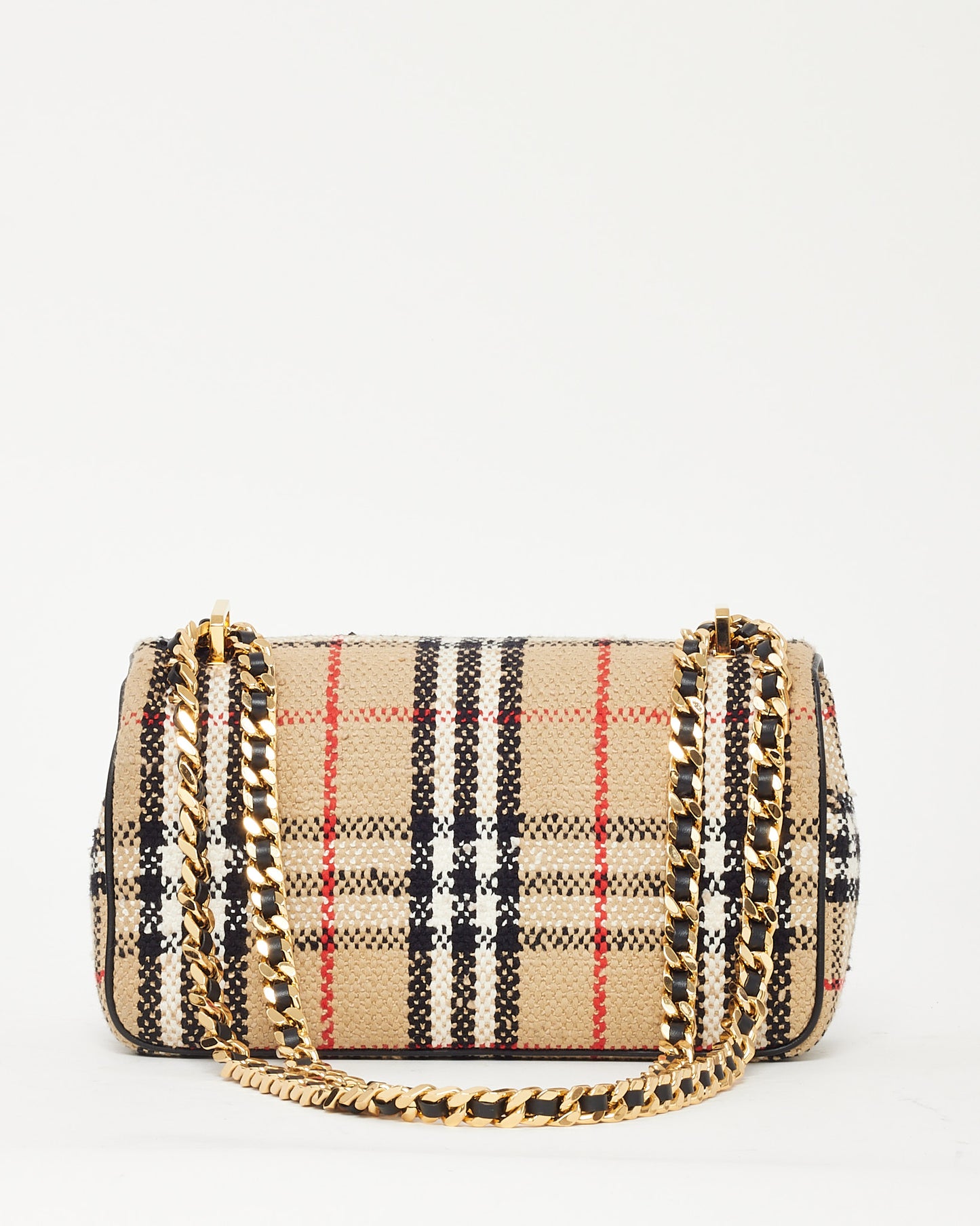 Sac porté épaule petit modèle Lola en tweed beige archive Burberry
