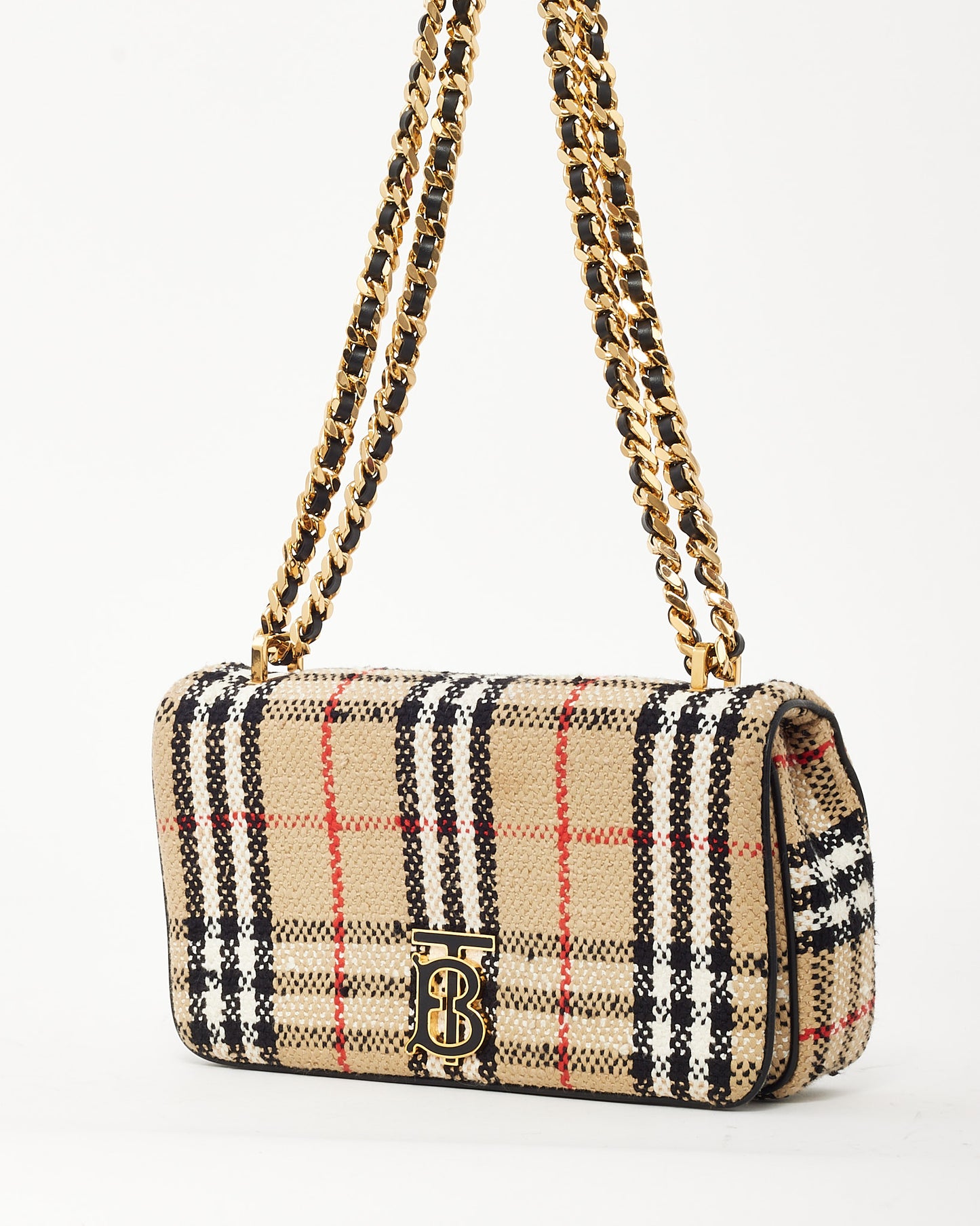 Sac porté épaule petit modèle Lola en tweed beige archive Burberry