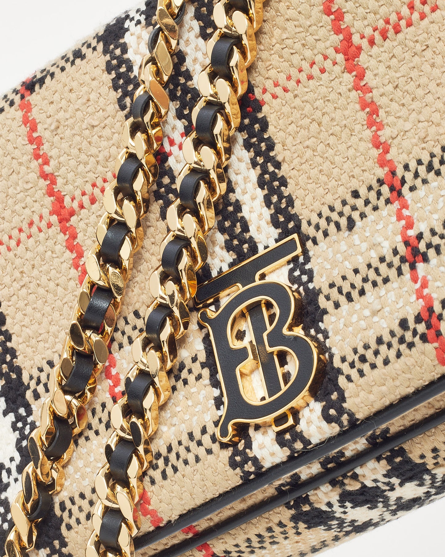 Sac porté épaule petit modèle Lola en tweed beige archive Burberry