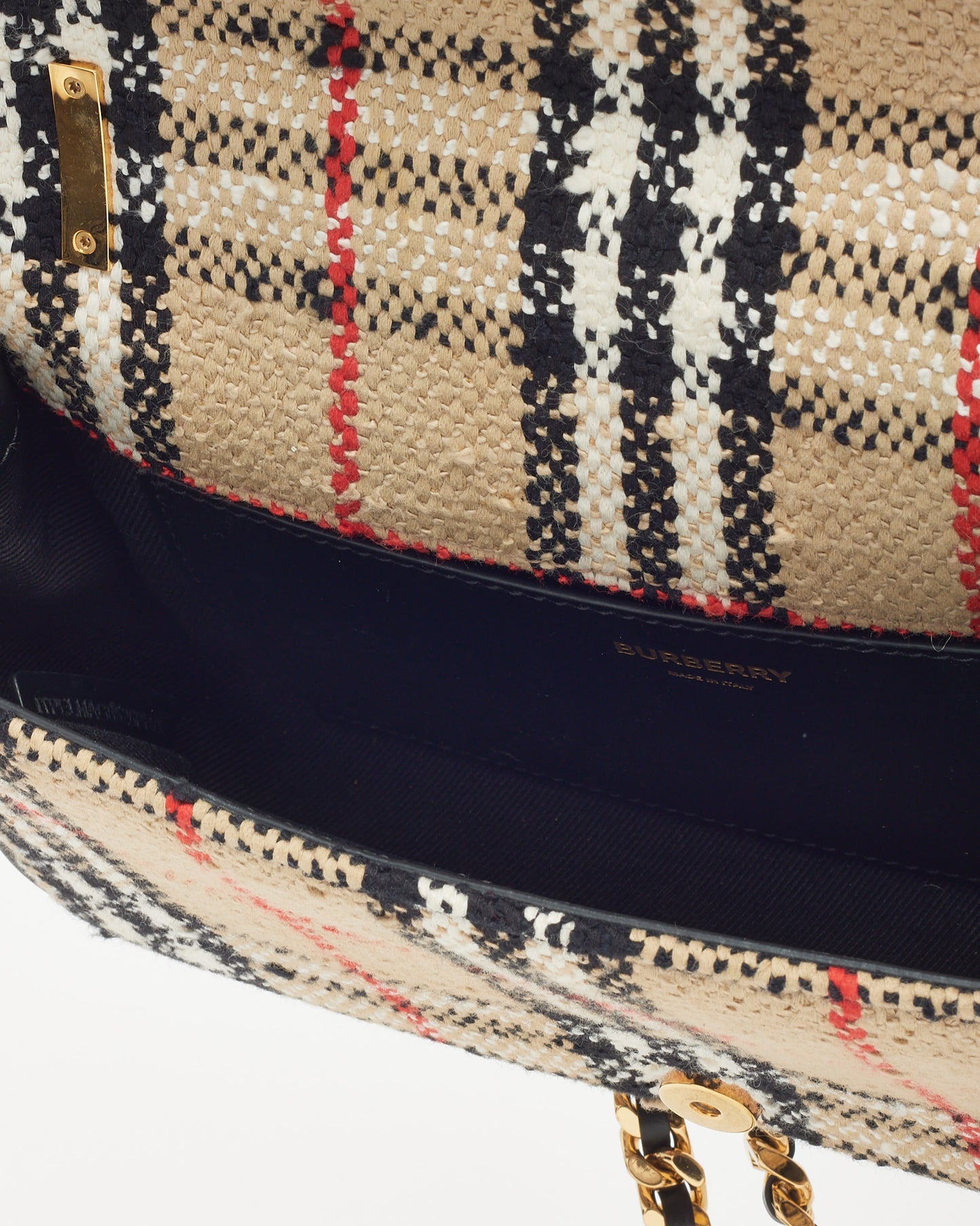 Sac porté épaule petit modèle Lola en tweed beige archive Burberry