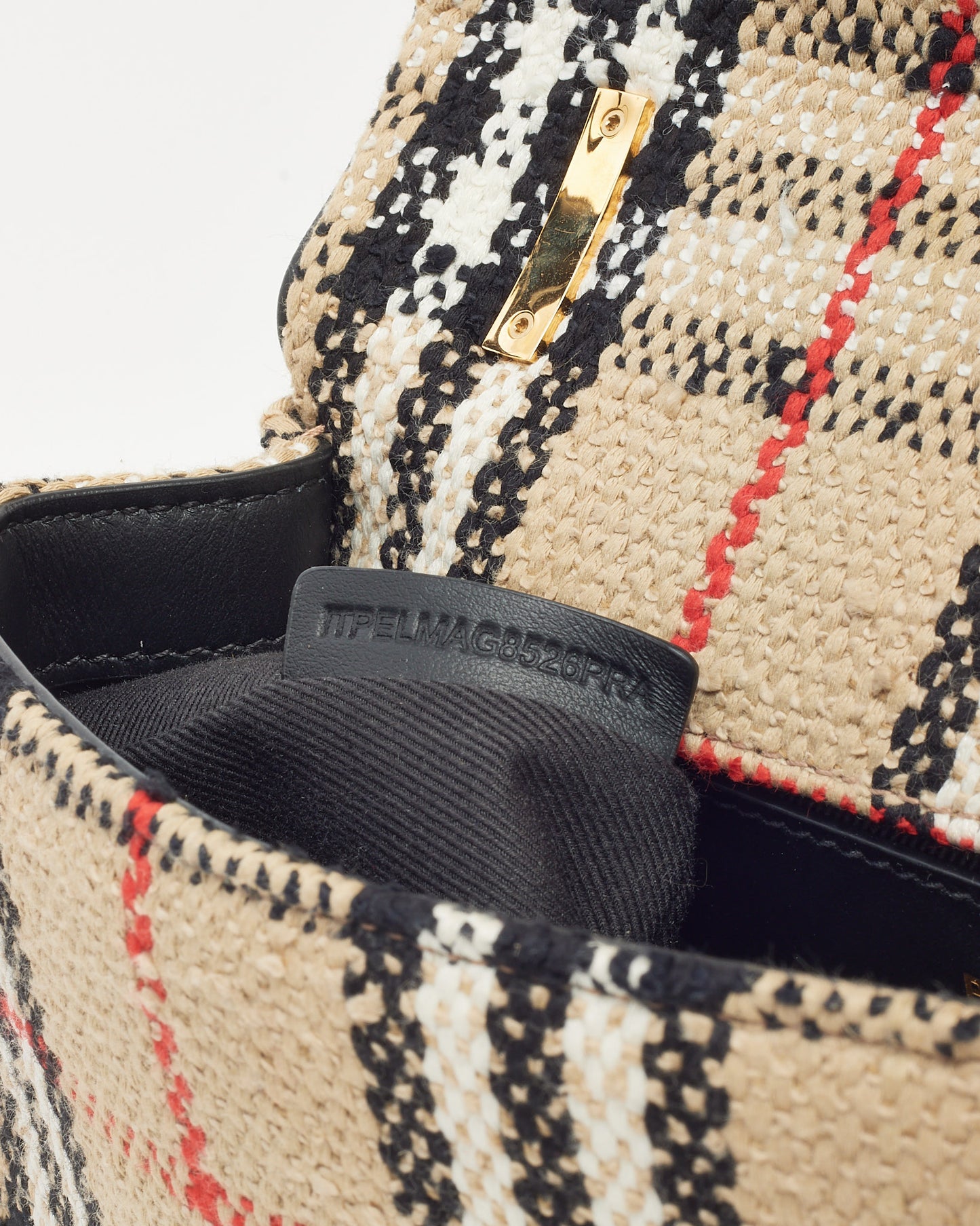 Sac porté épaule petit modèle Lola en tweed beige archive Burberry