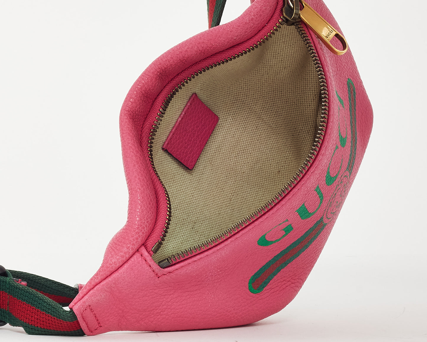 Gucci Pink Leather Web Logo Small Belt Bag