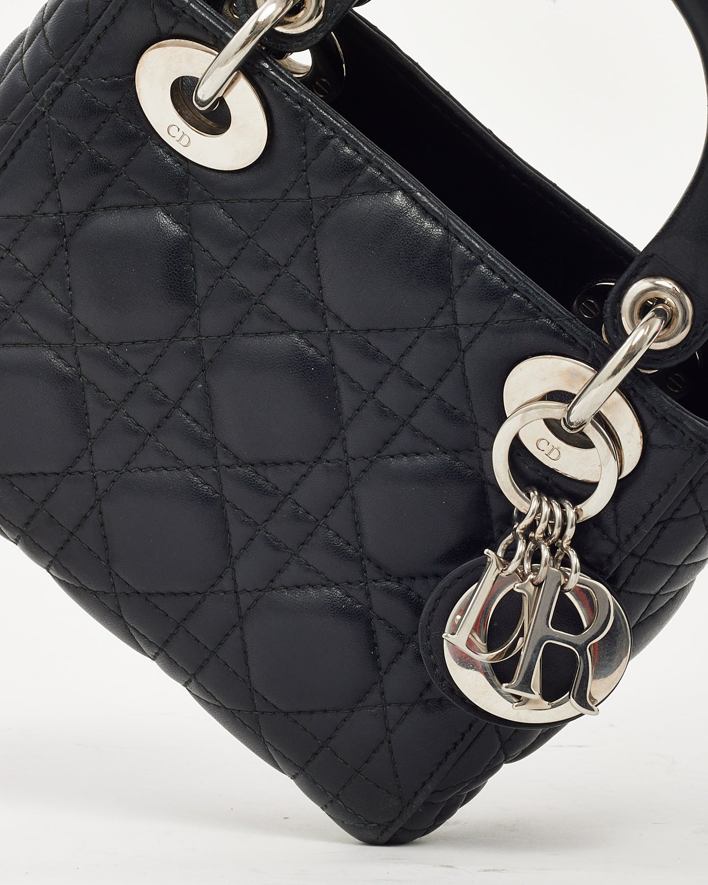 Dior Black Cannage Leather Mini Lady Dior Bag SHW