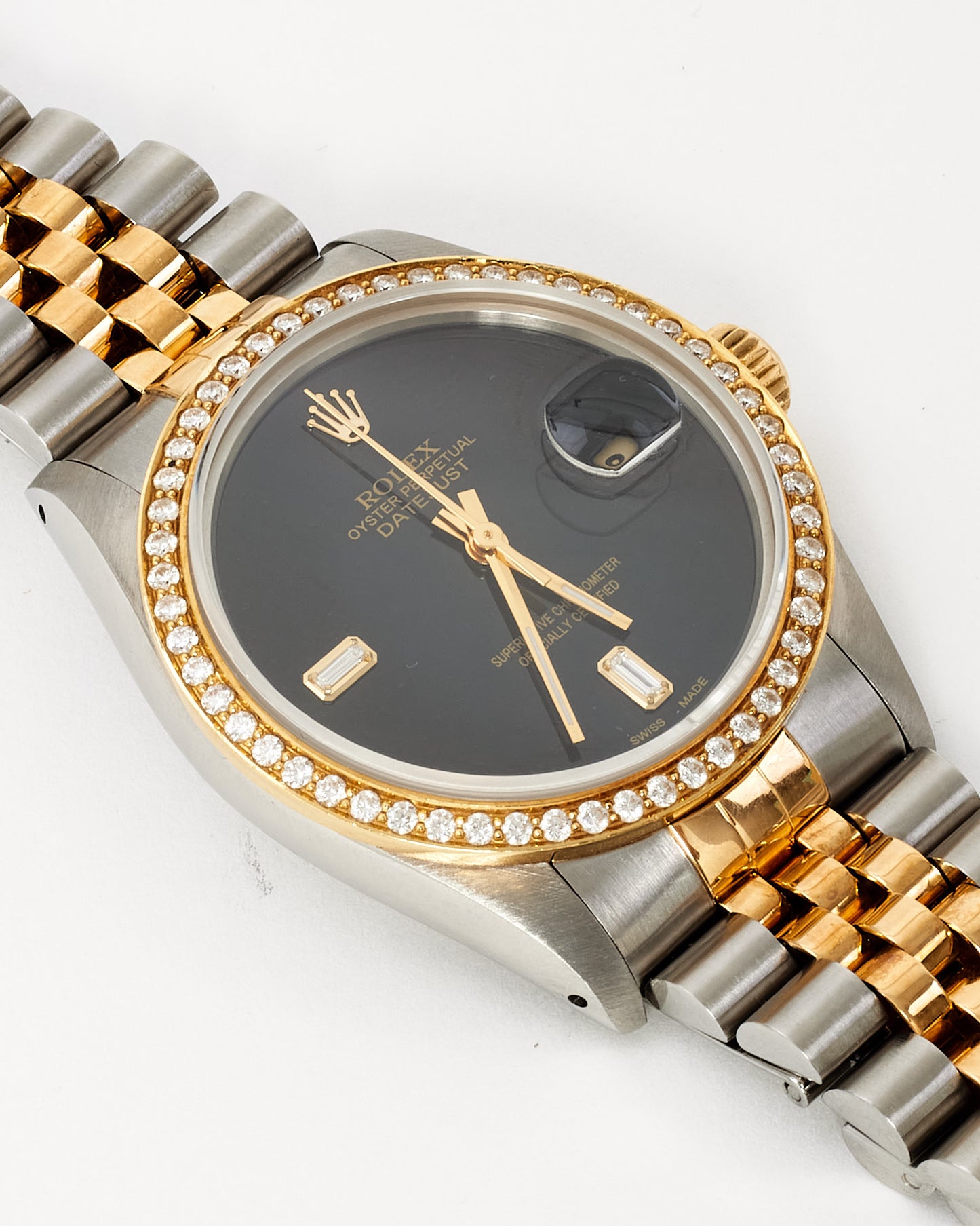 Montre Rolex Explorer 36 mm en or jaune et argent Oyster, cadran noir