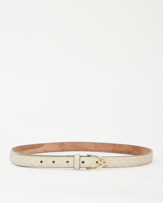 Ceinture Gucci en cuir noir fin GG Marmont doré - 85/34