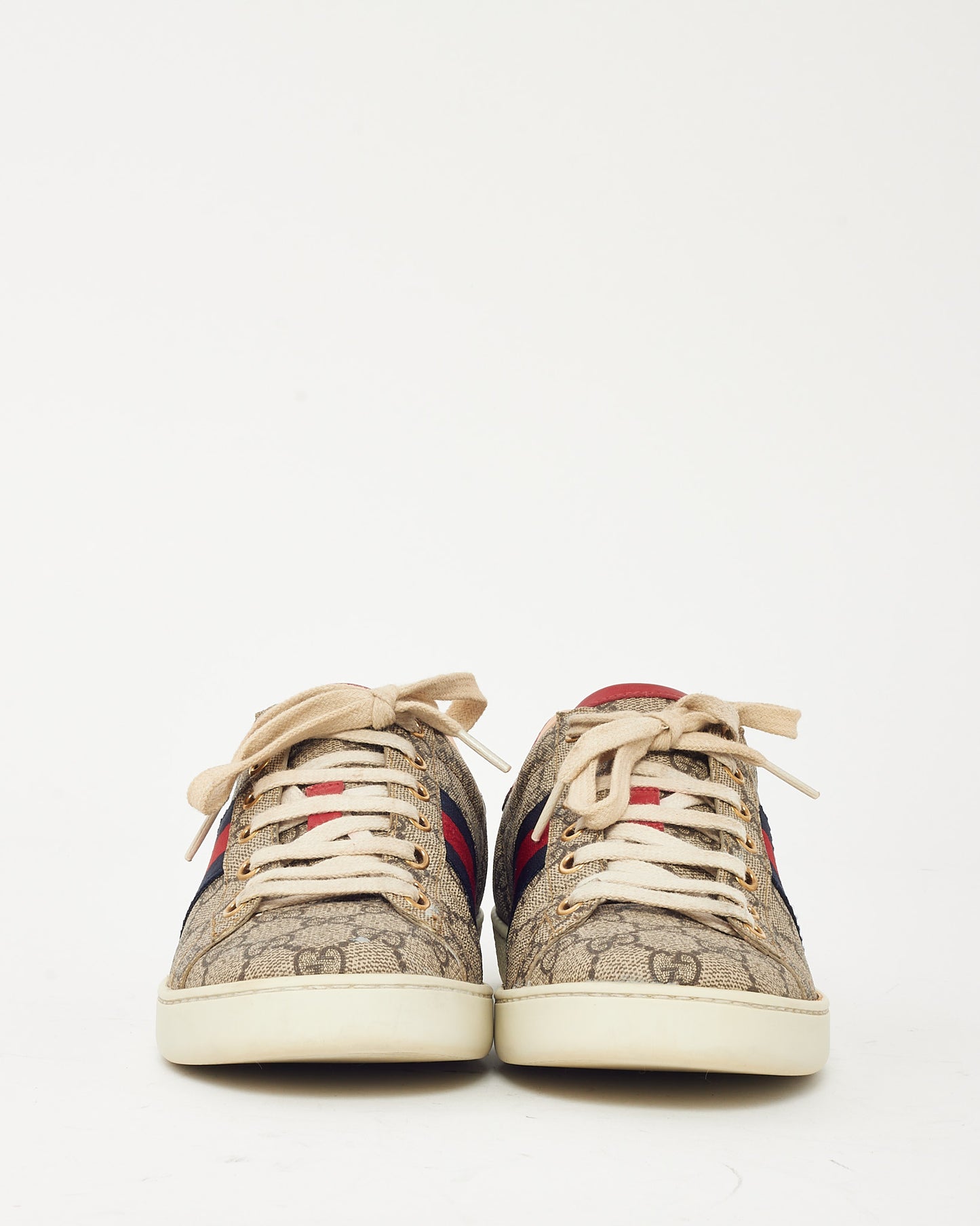 Gucci Brown/Beige Monogram GG Supreme Coated Canvas Web Ace Sneakers - 38.5