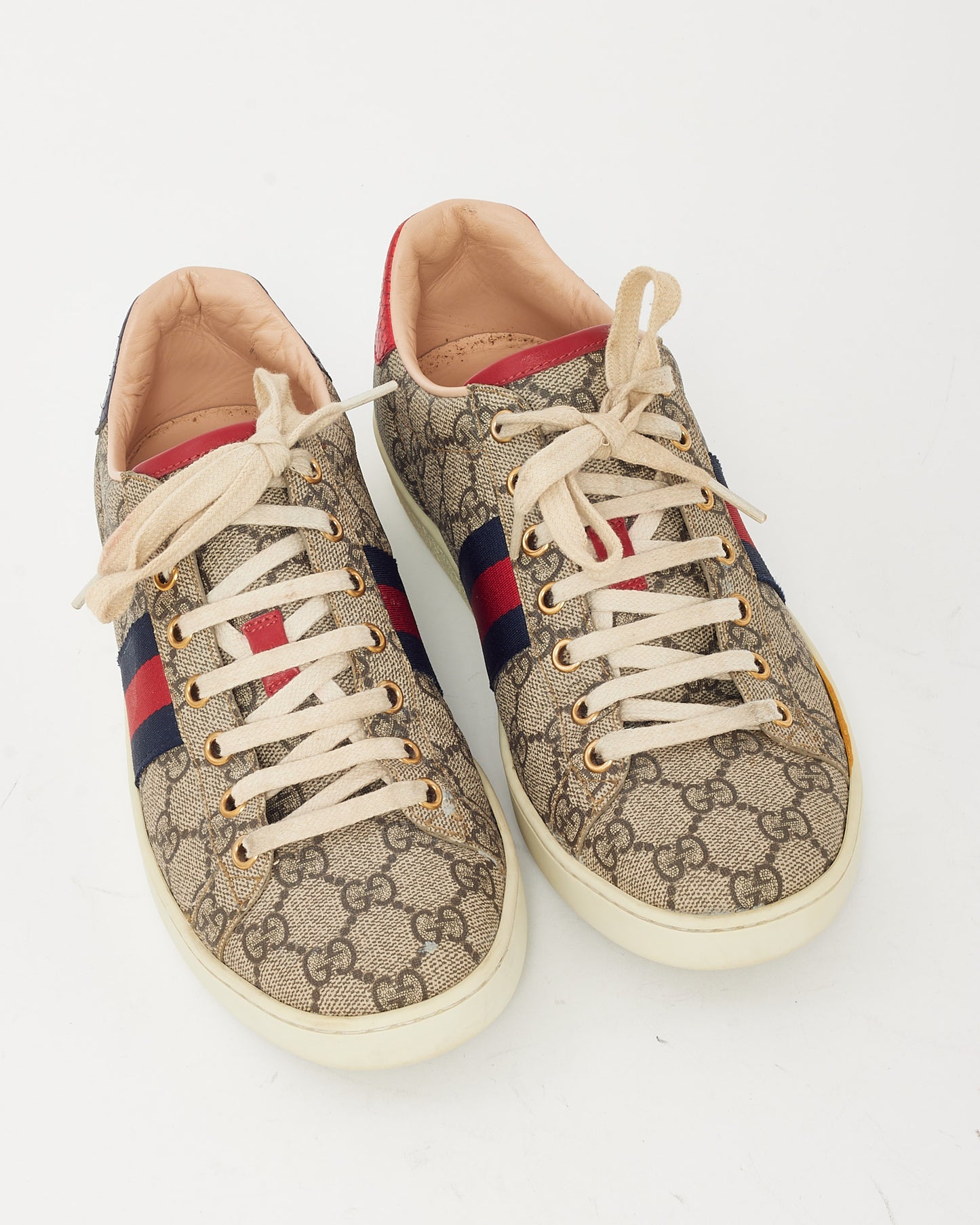 Gucci Brown/Beige Monogram GG Supreme Coated Canvas Web Ace Sneakers - 38.5