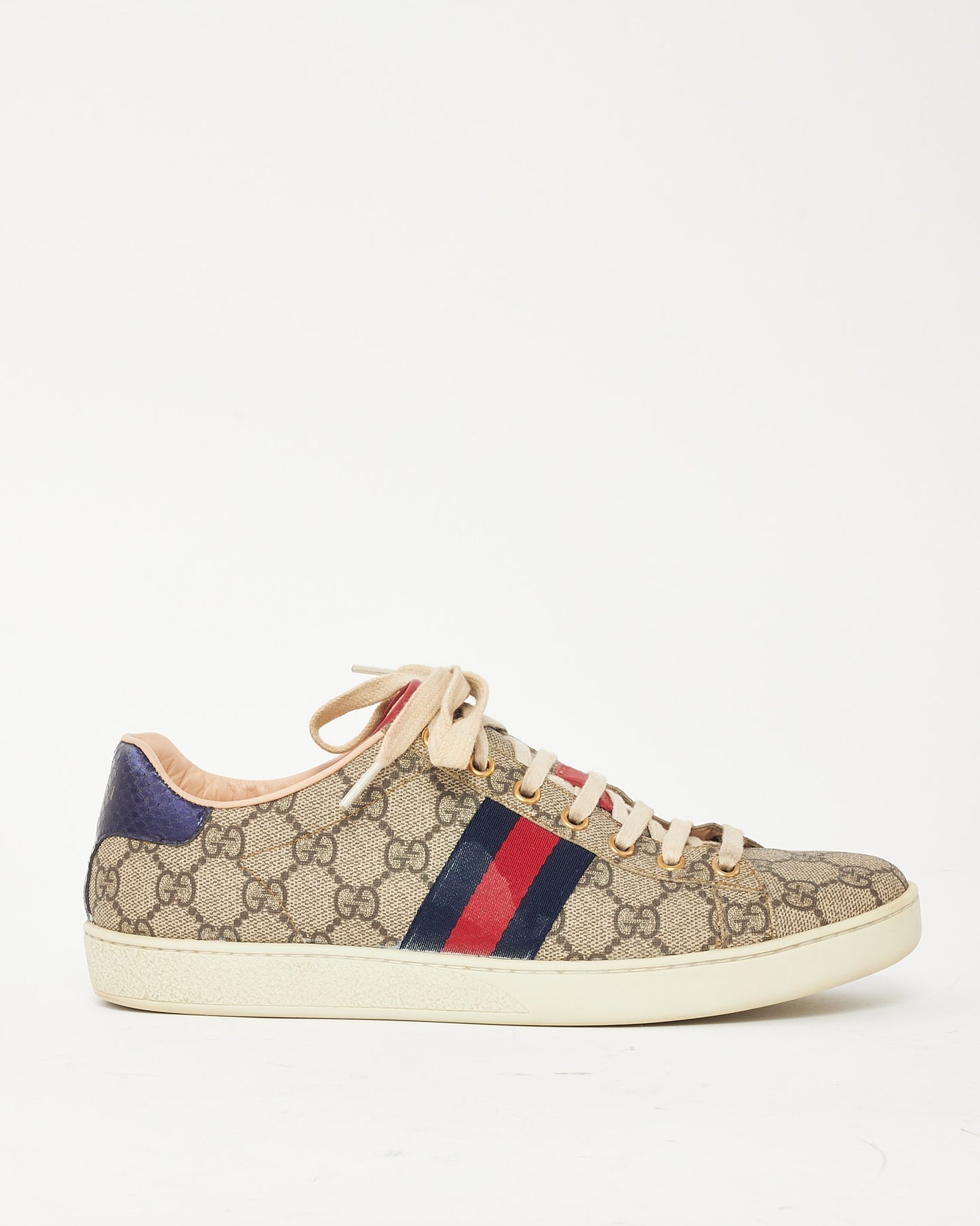 Gucci Brown/Beige Monogram GG Supreme Coated Canvas Web Ace Sneakers - 38.5