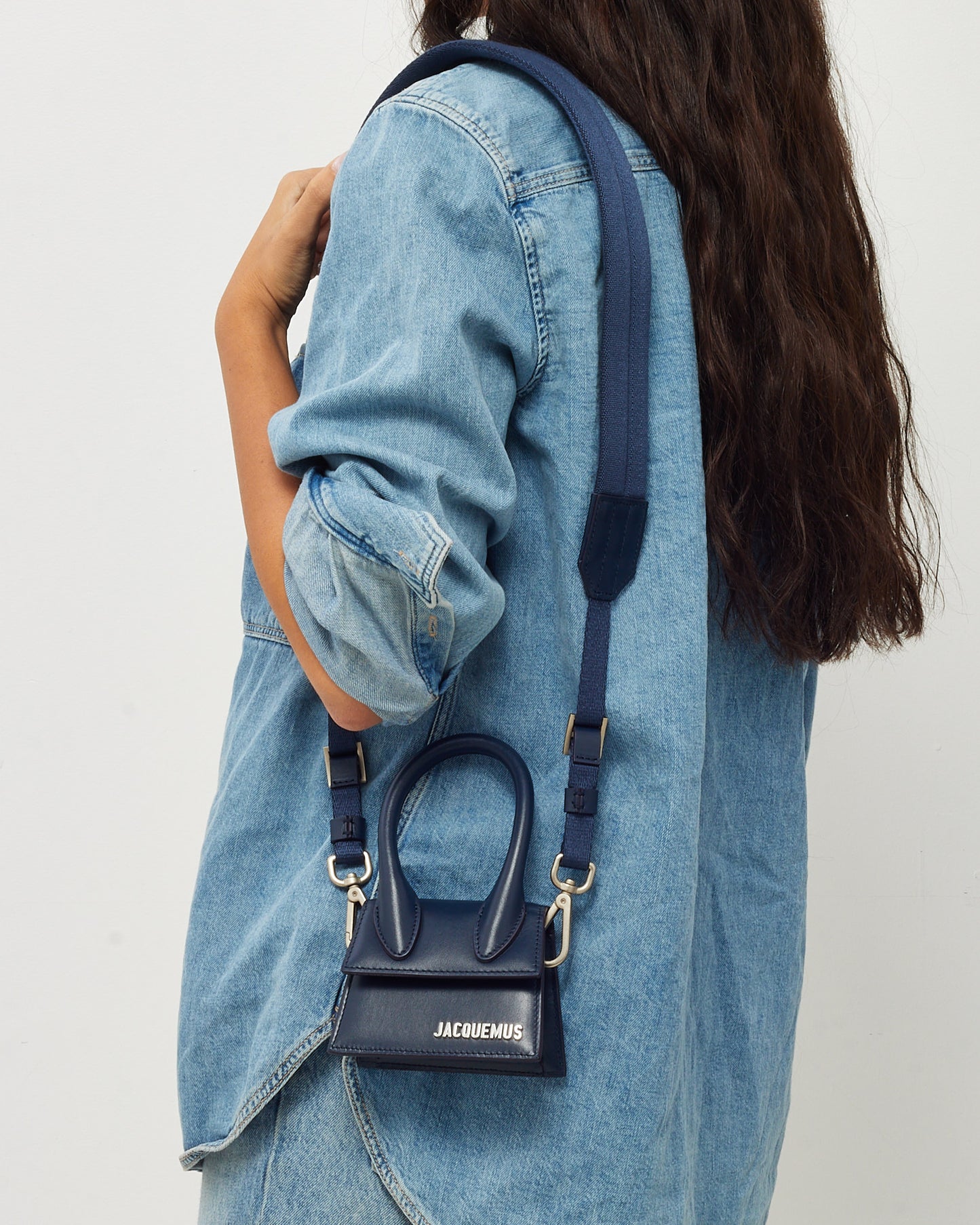 Jacquemus Navy Leather Mini Chiquito Crossbody Bag