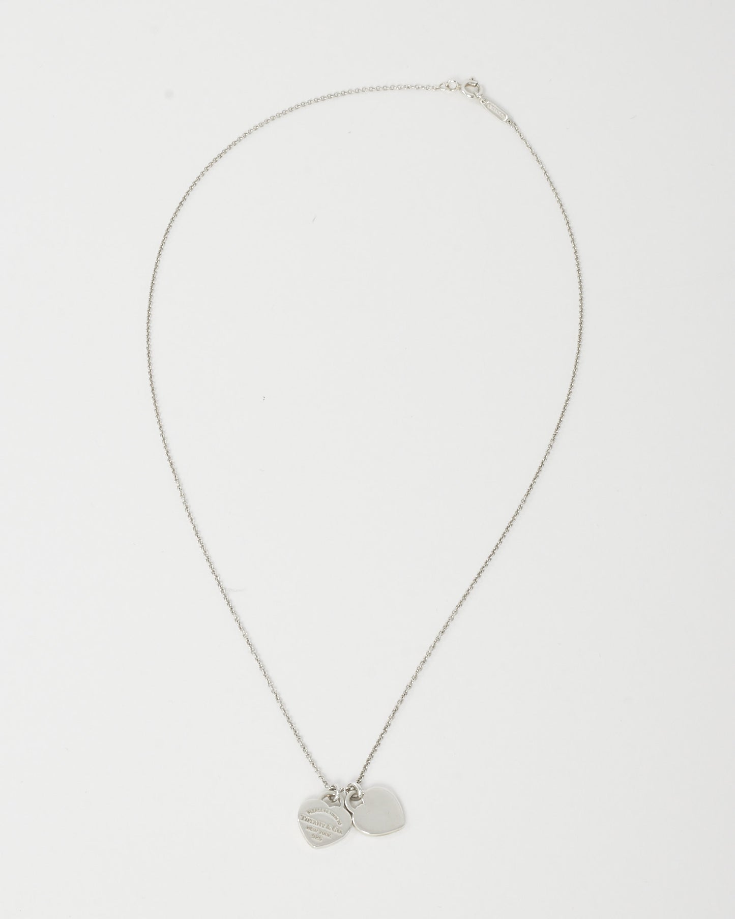 Collier pendentif double cœur en argent mini Tiffany beige Tiffany & Co.