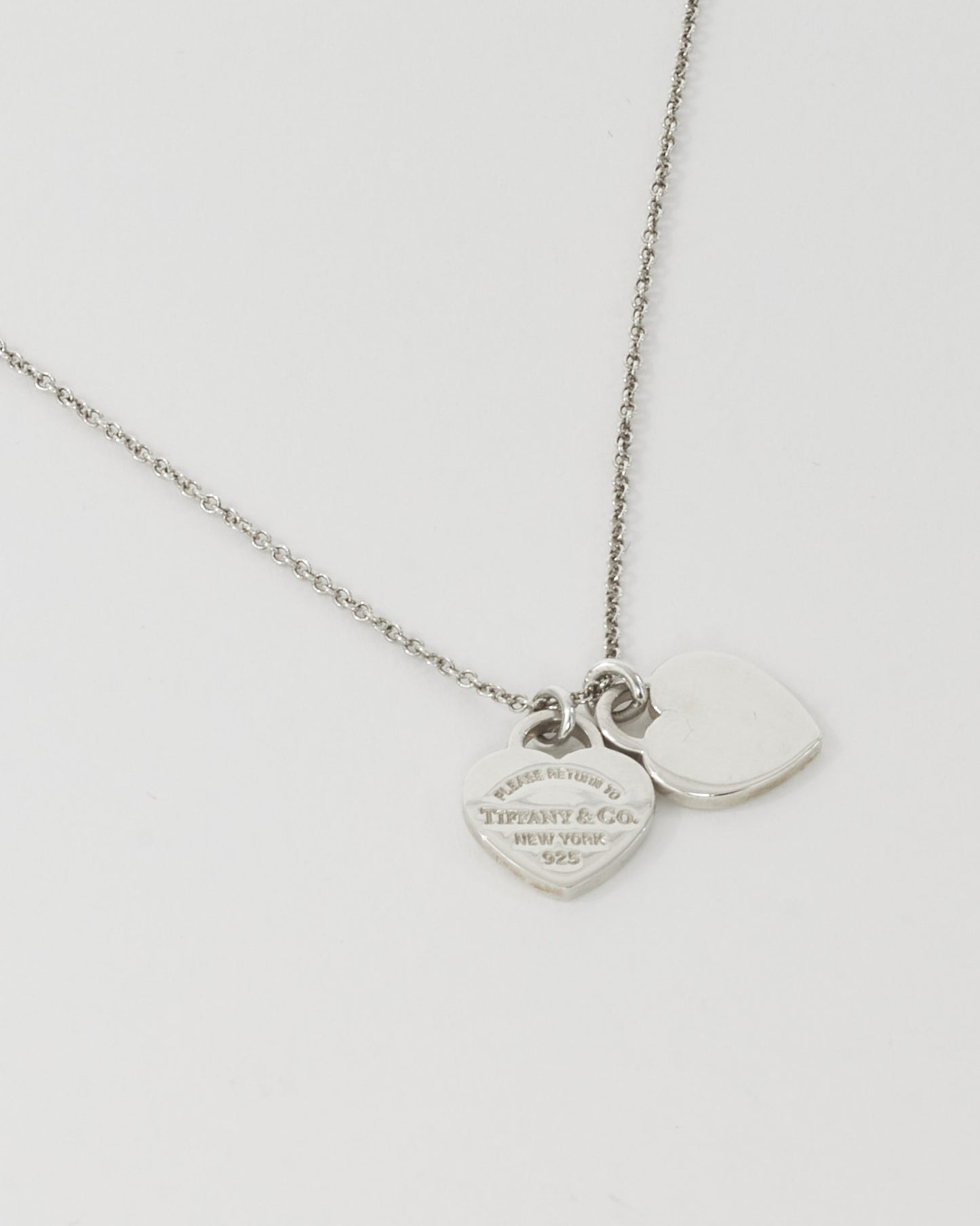 Collier pendentif double cœur en argent mini Tiffany beige Tiffany & Co.