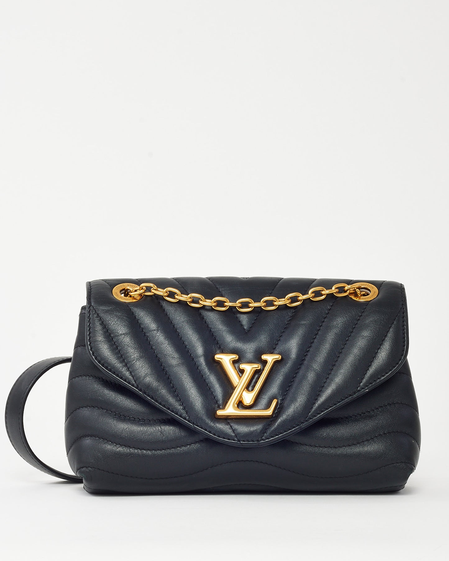 Louis Vuitton Black Calfskin Leather New Wave Chain MM Shoulder Bag GHW