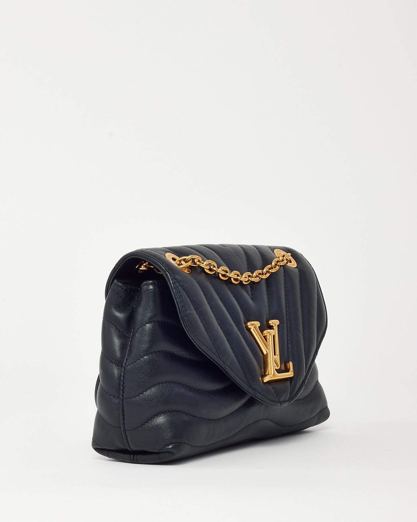 Louis Vuitton Black Calfskin Leather New Wave Chain MM Shoulder Bag GHW